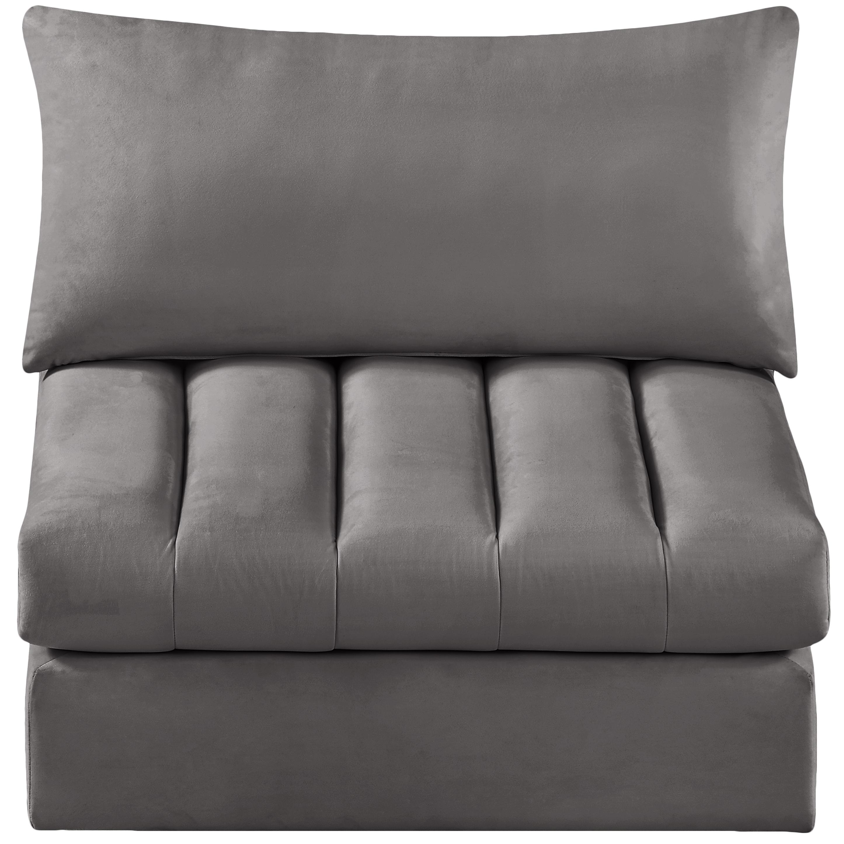 Meridian Jacob Grey Velvet Armless