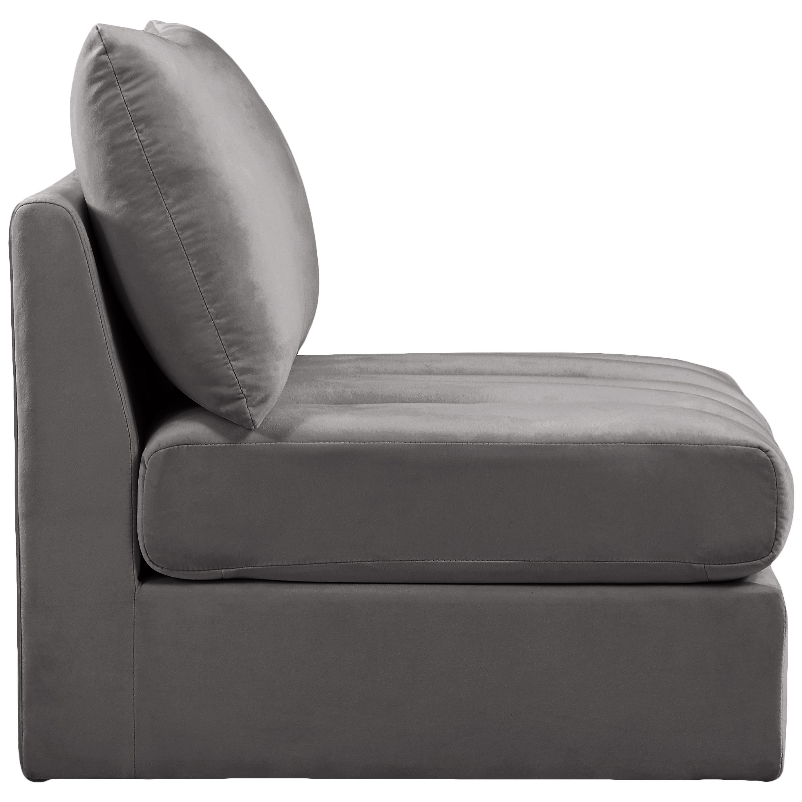 Meridian Jacob Grey Velvet Armless