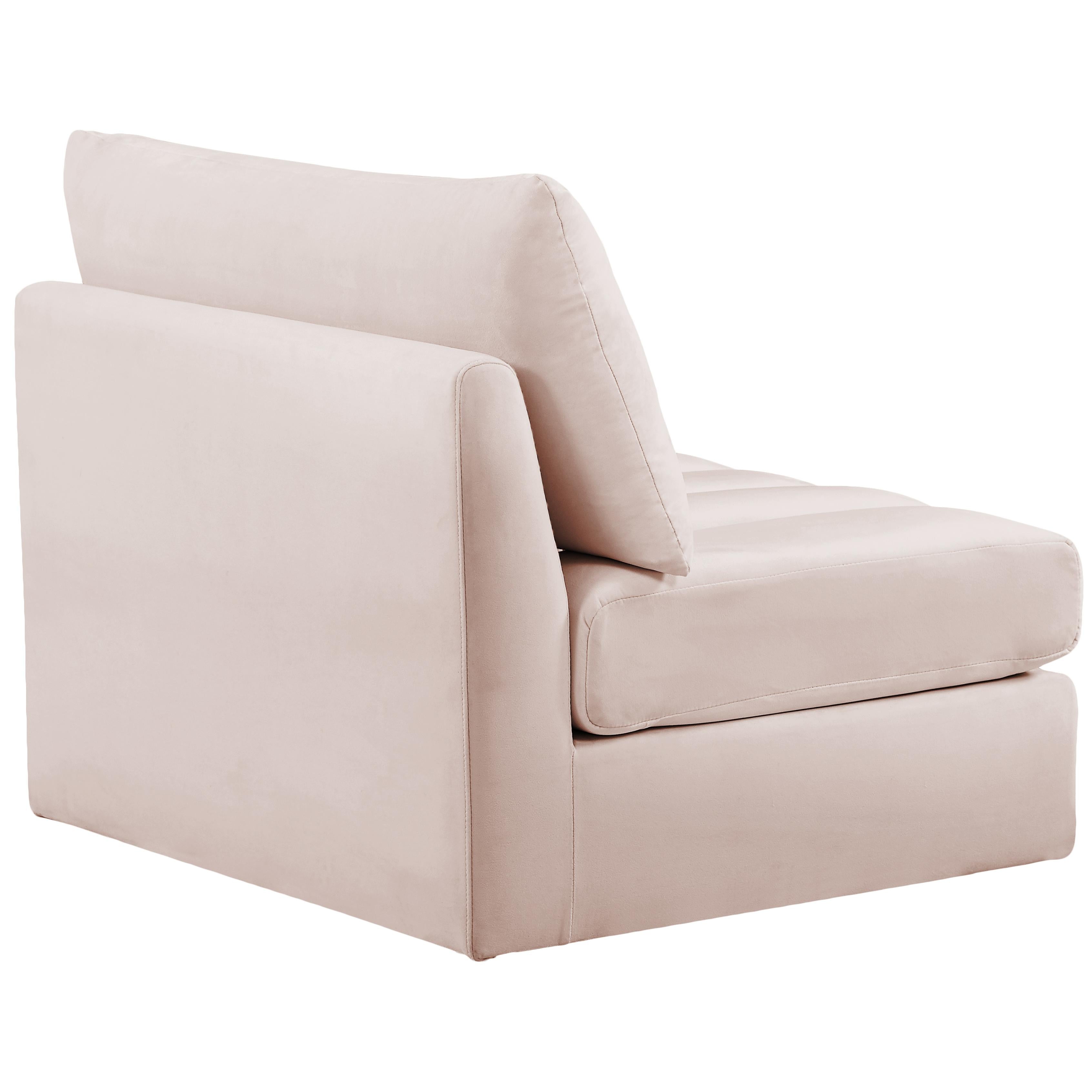 Meridian Jacob Pink Velvet Armless