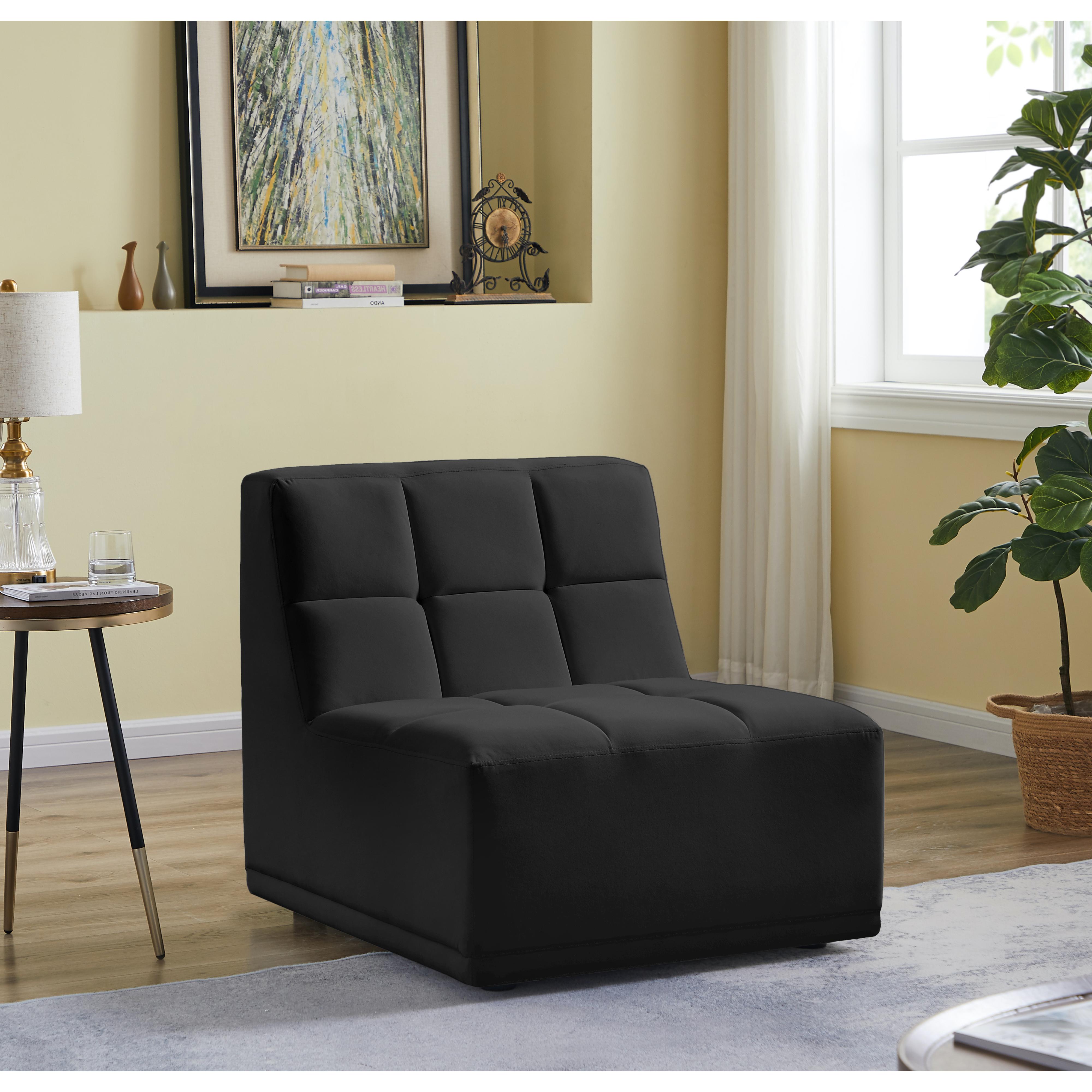 Meridian Relax Black Velvet Armless Chair