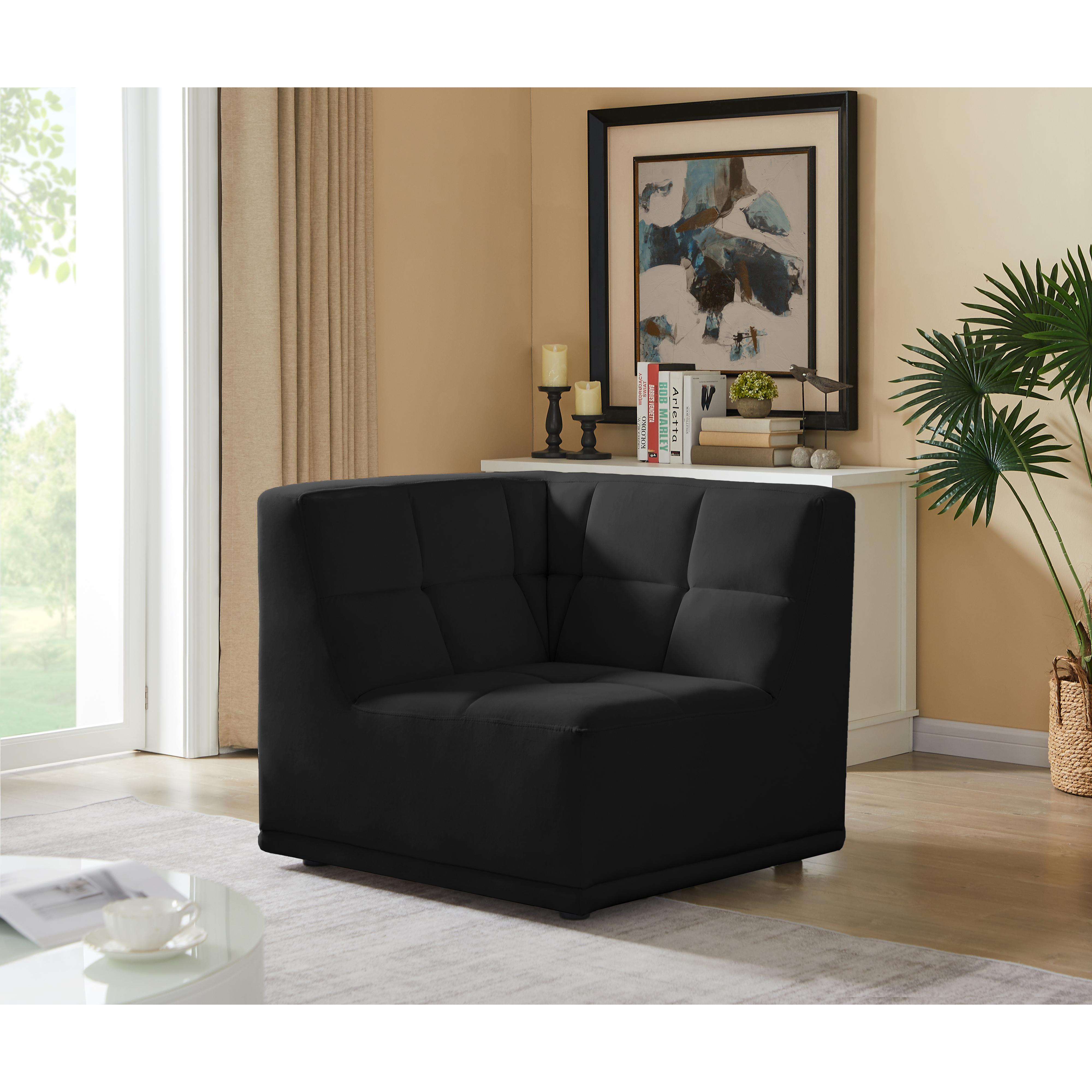Meridian Relax Black Velvet Corner Chair