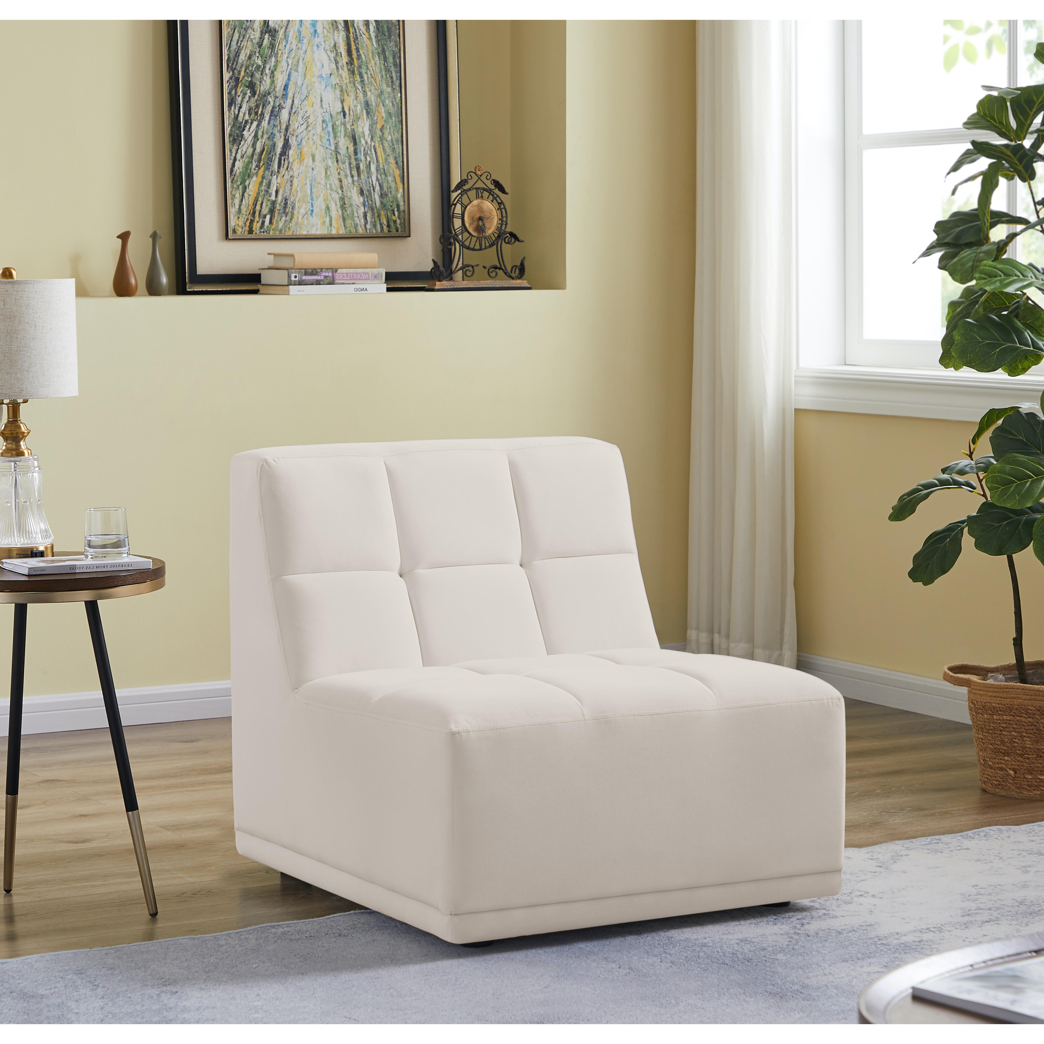 Meridian Relax Cream Velvet Armless Chair