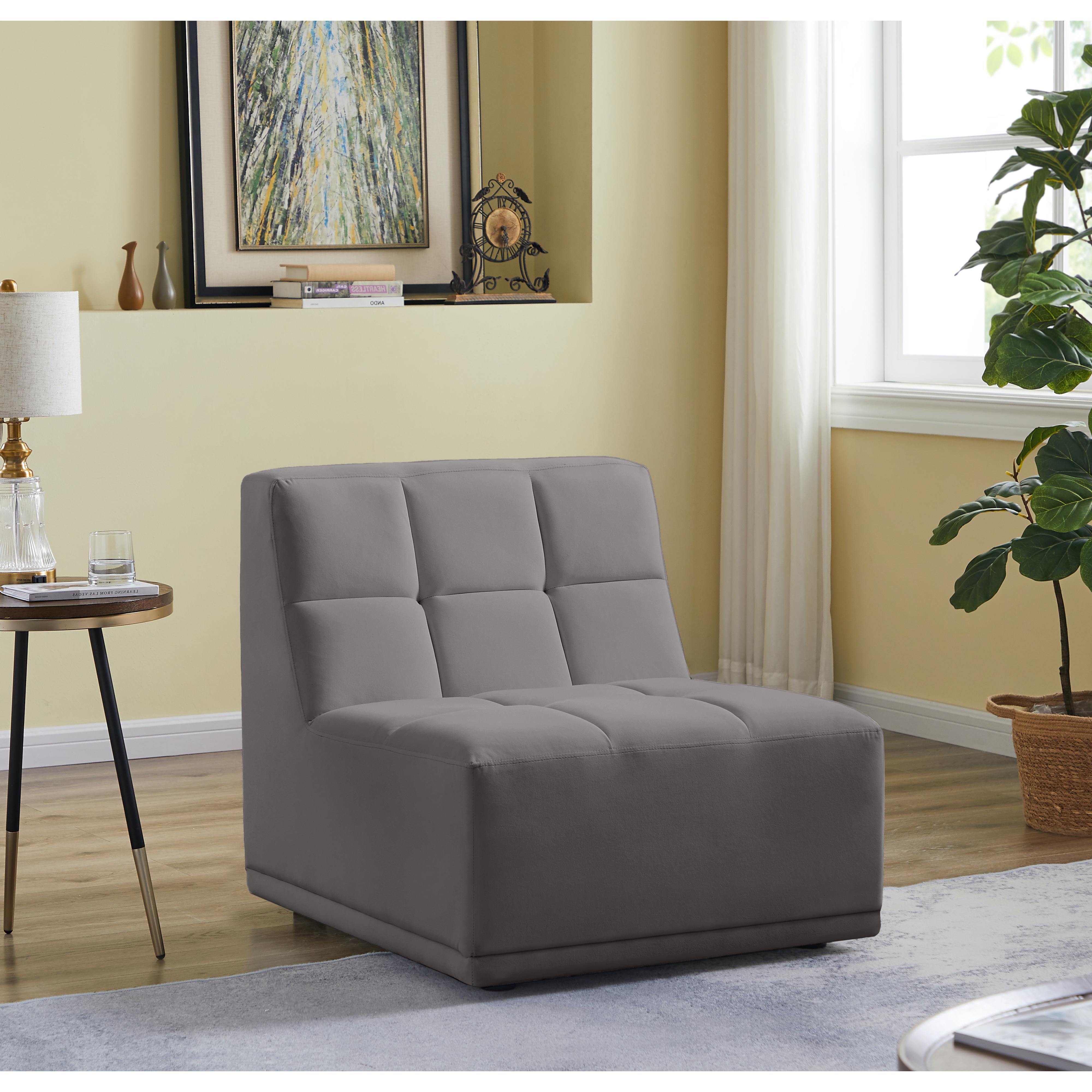 Meridian Relax Grey Velvet Armless Chair