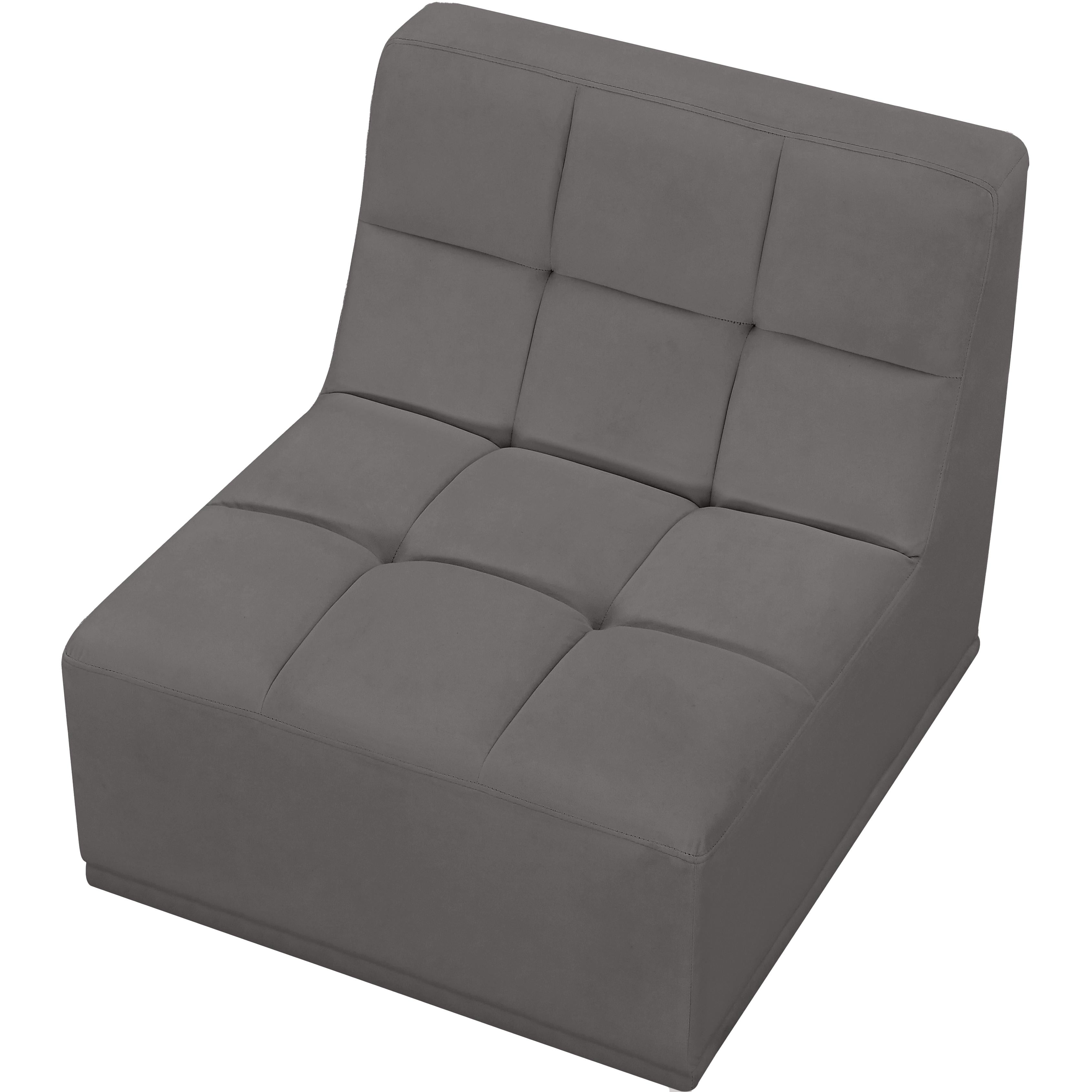 Meridian Relax Grey Velvet Armless Chair