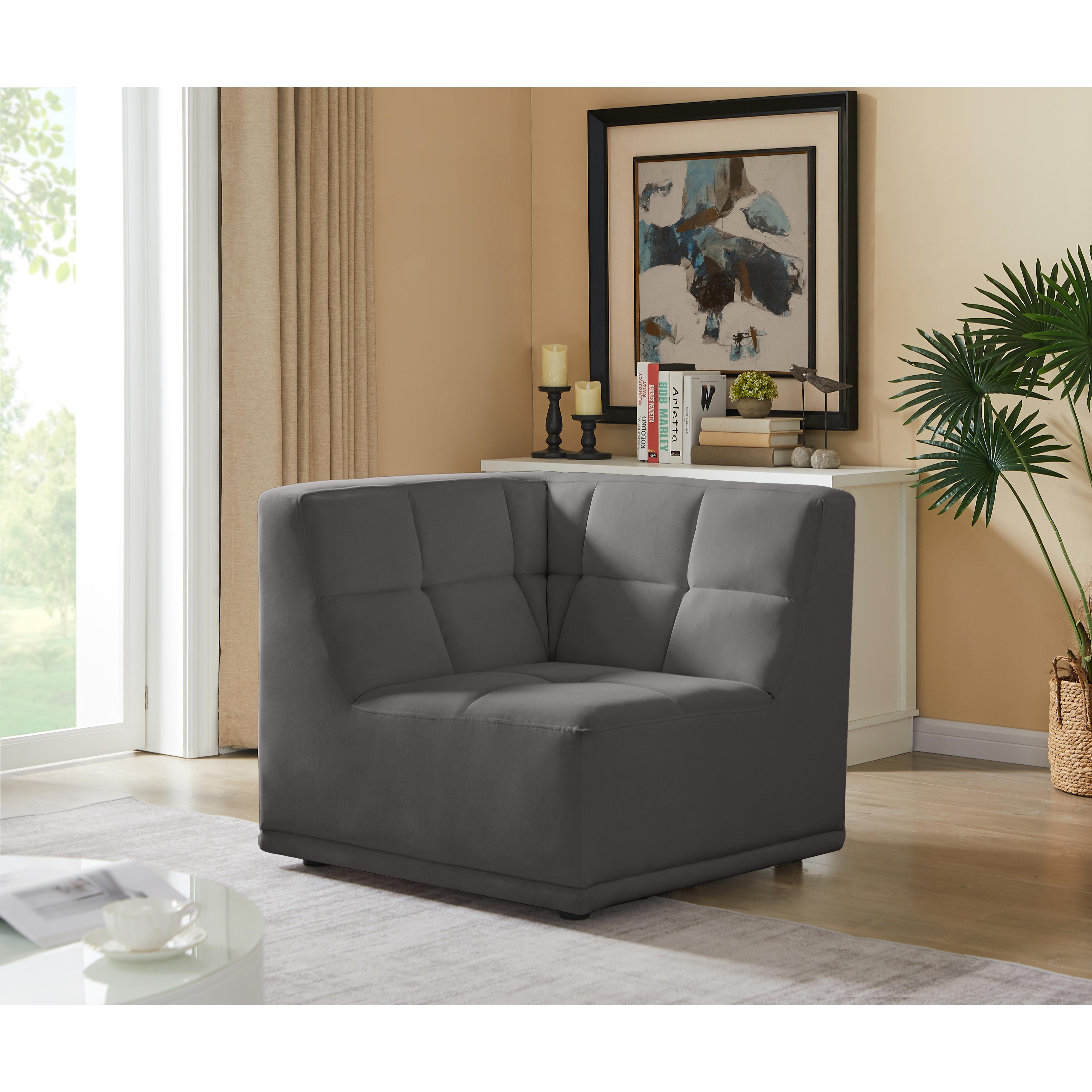 Meridian Relax Grey Velvet Corner Chair