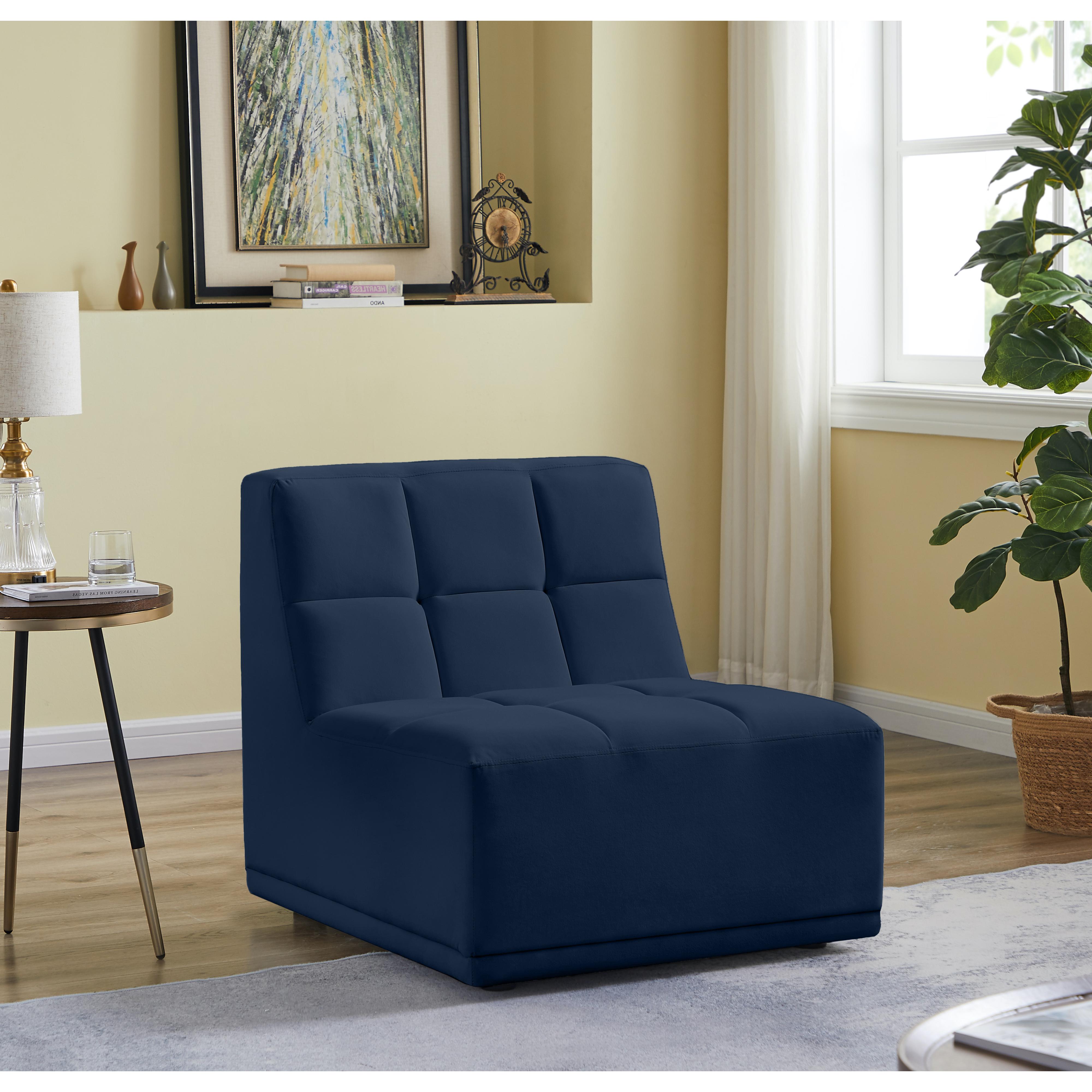 Meridian Relax Navy Velvet Armless Chair
