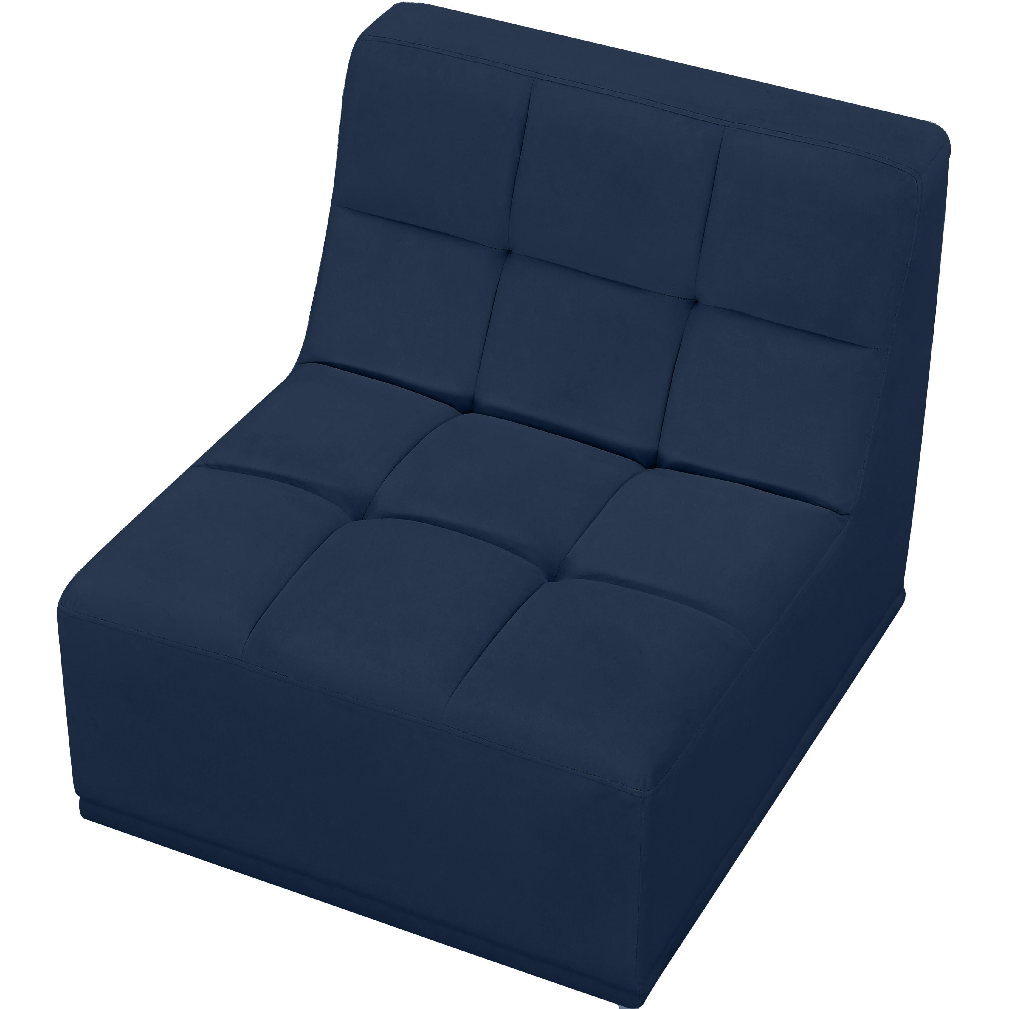 Meridian Relax Navy Velvet Armless Chair