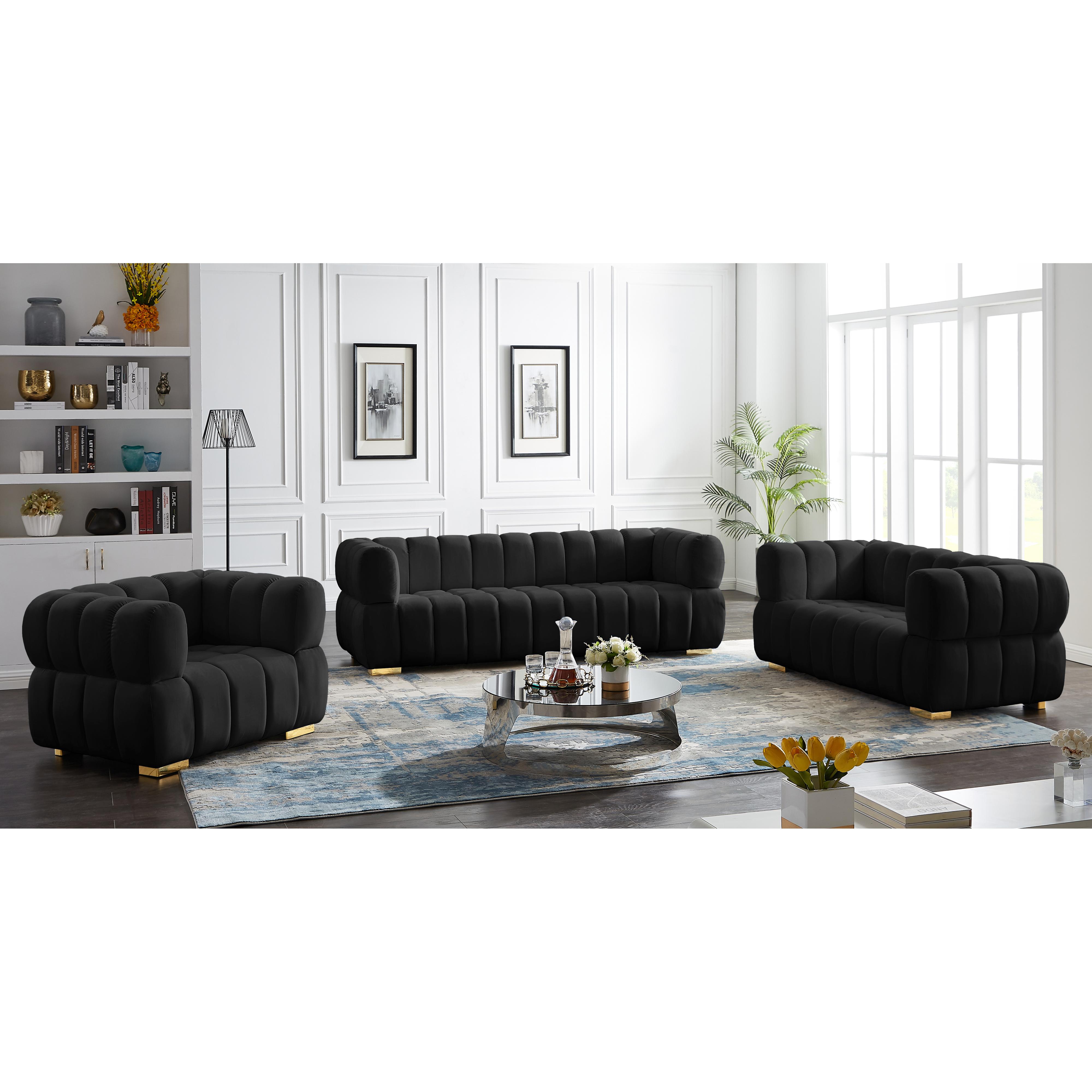 Meridian Gwen Black Velvet Chair