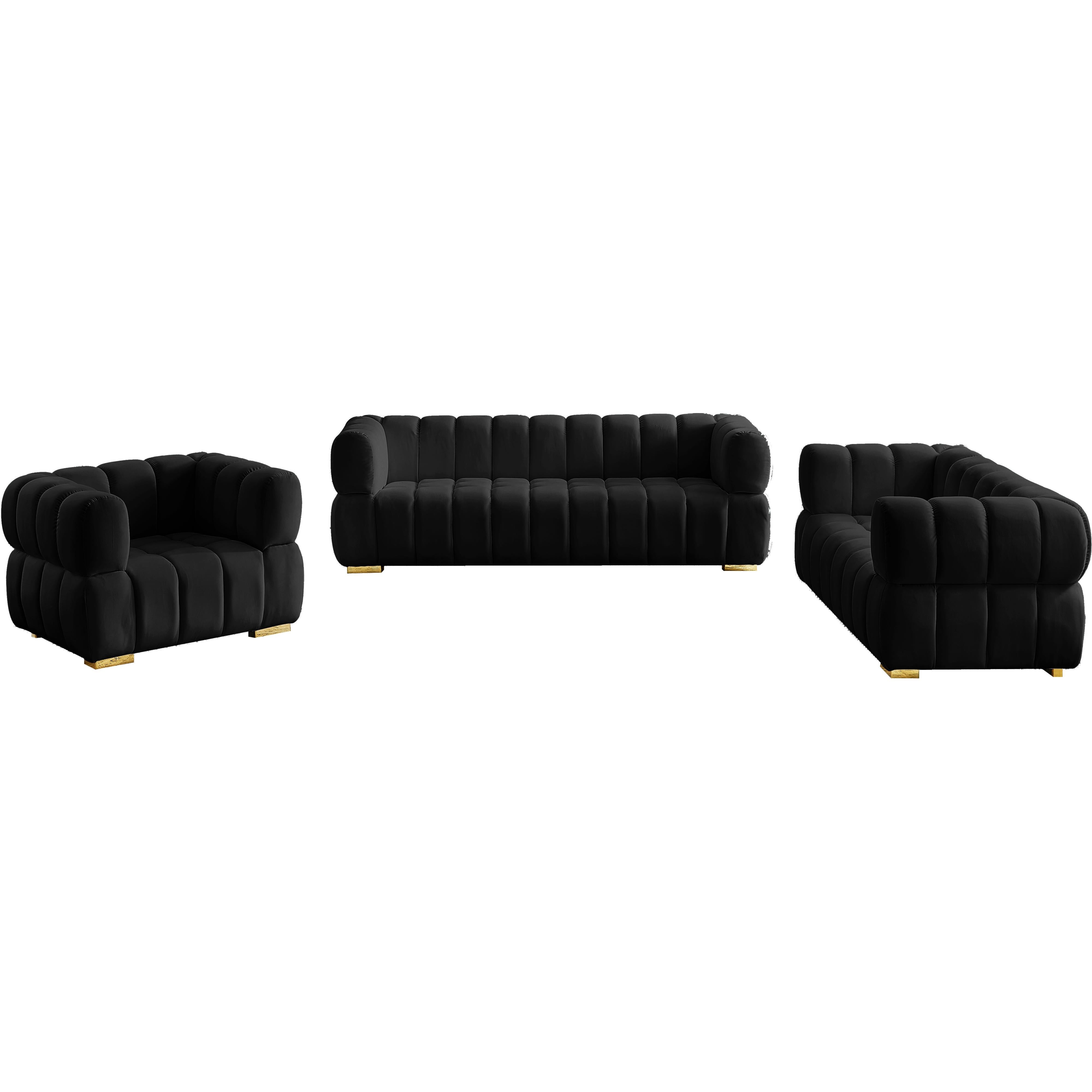 Meridian Gwen Black Velvet Chair