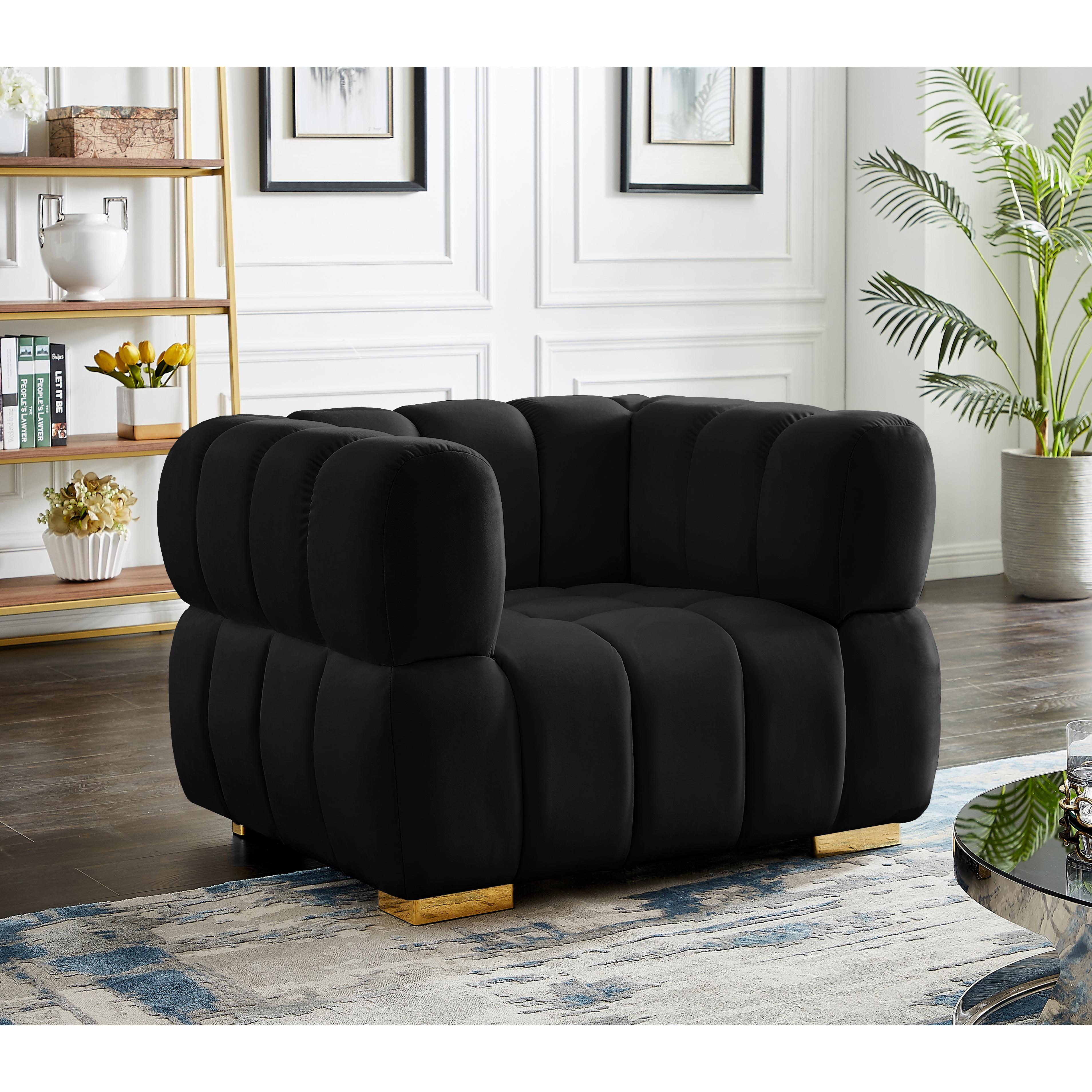 Meridian Gwen Black Velvet Chair