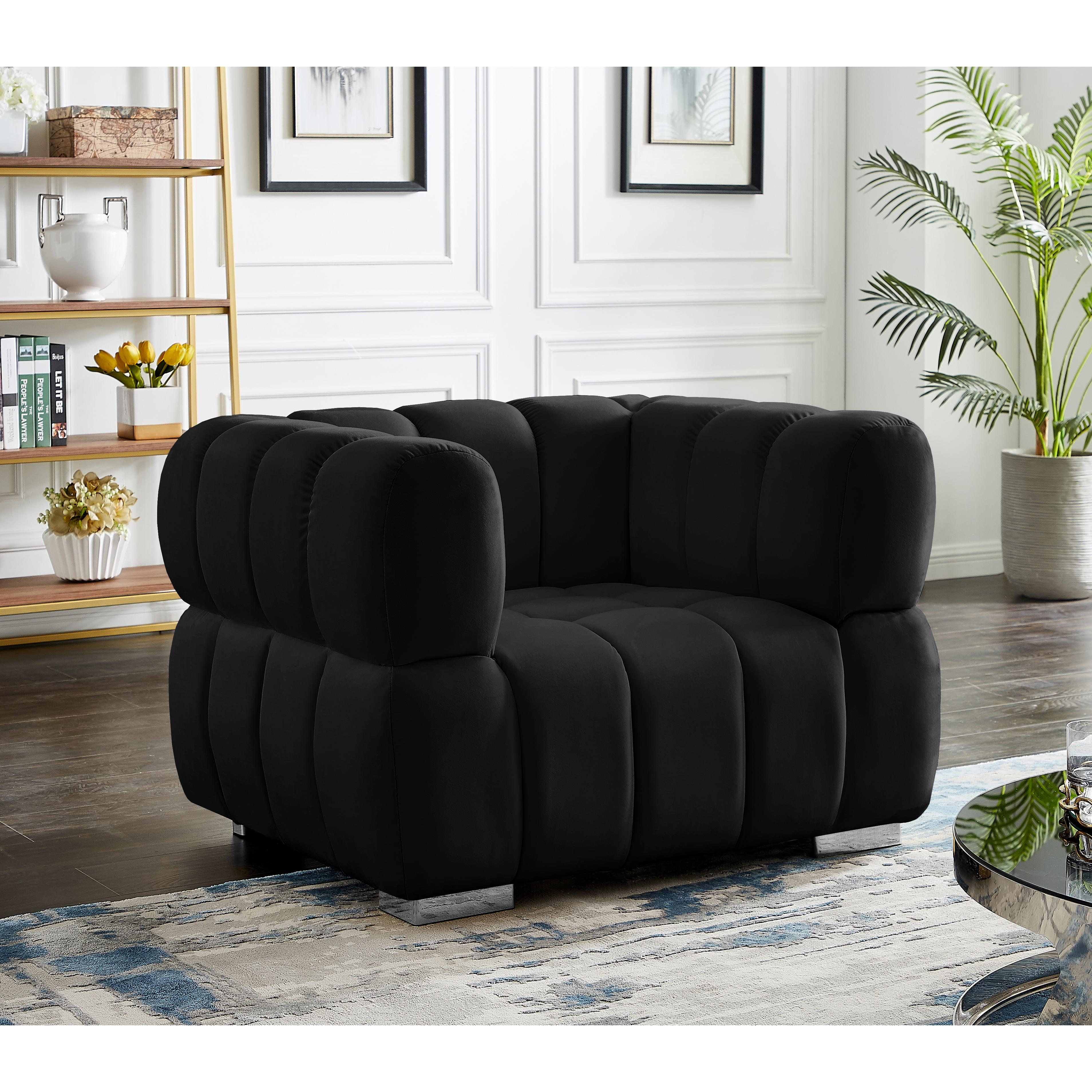Meridian Gwen Black Velvet Chair