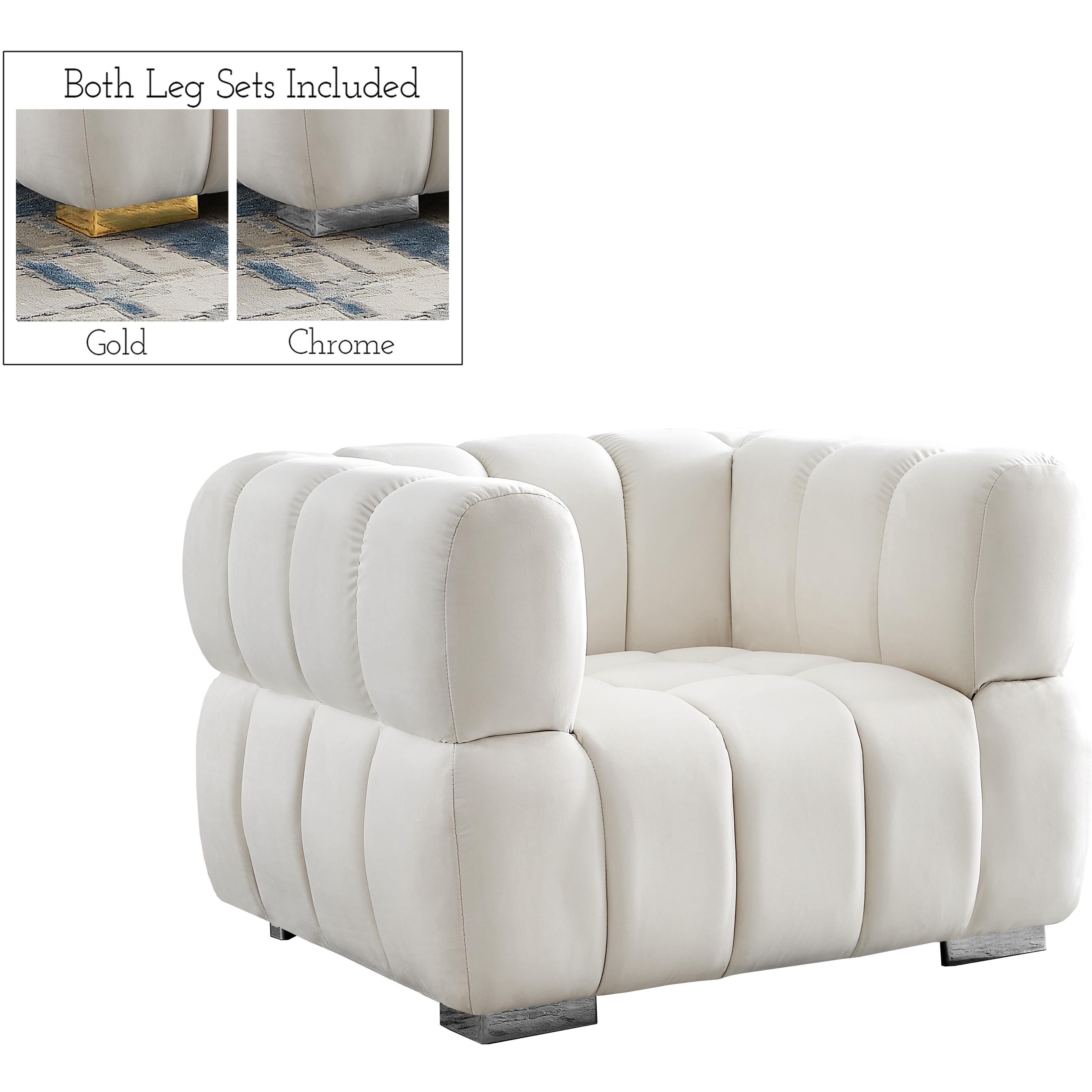 Meridian Gwen Cream Velvet Chair