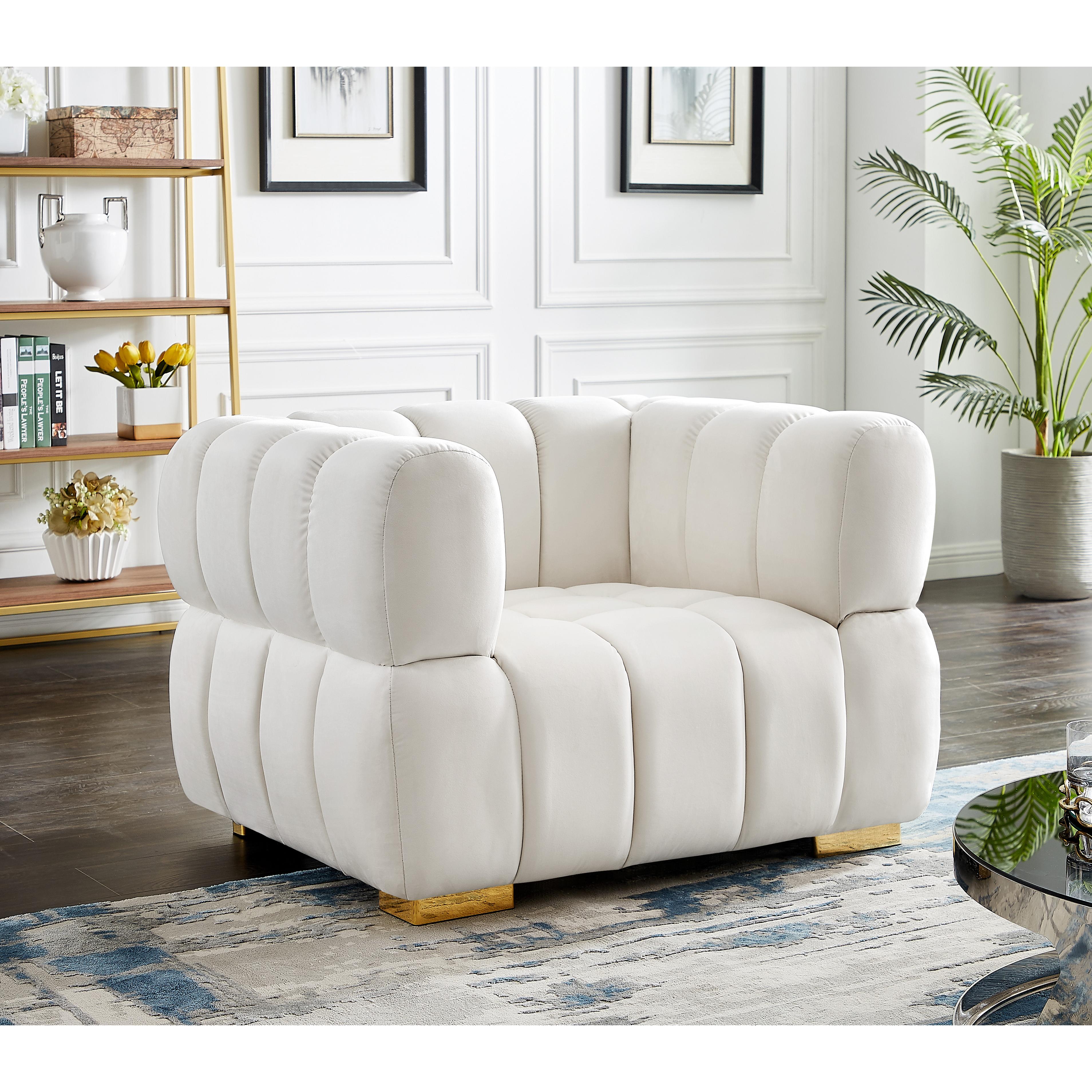 Meridian Gwen Cream Velvet Chair