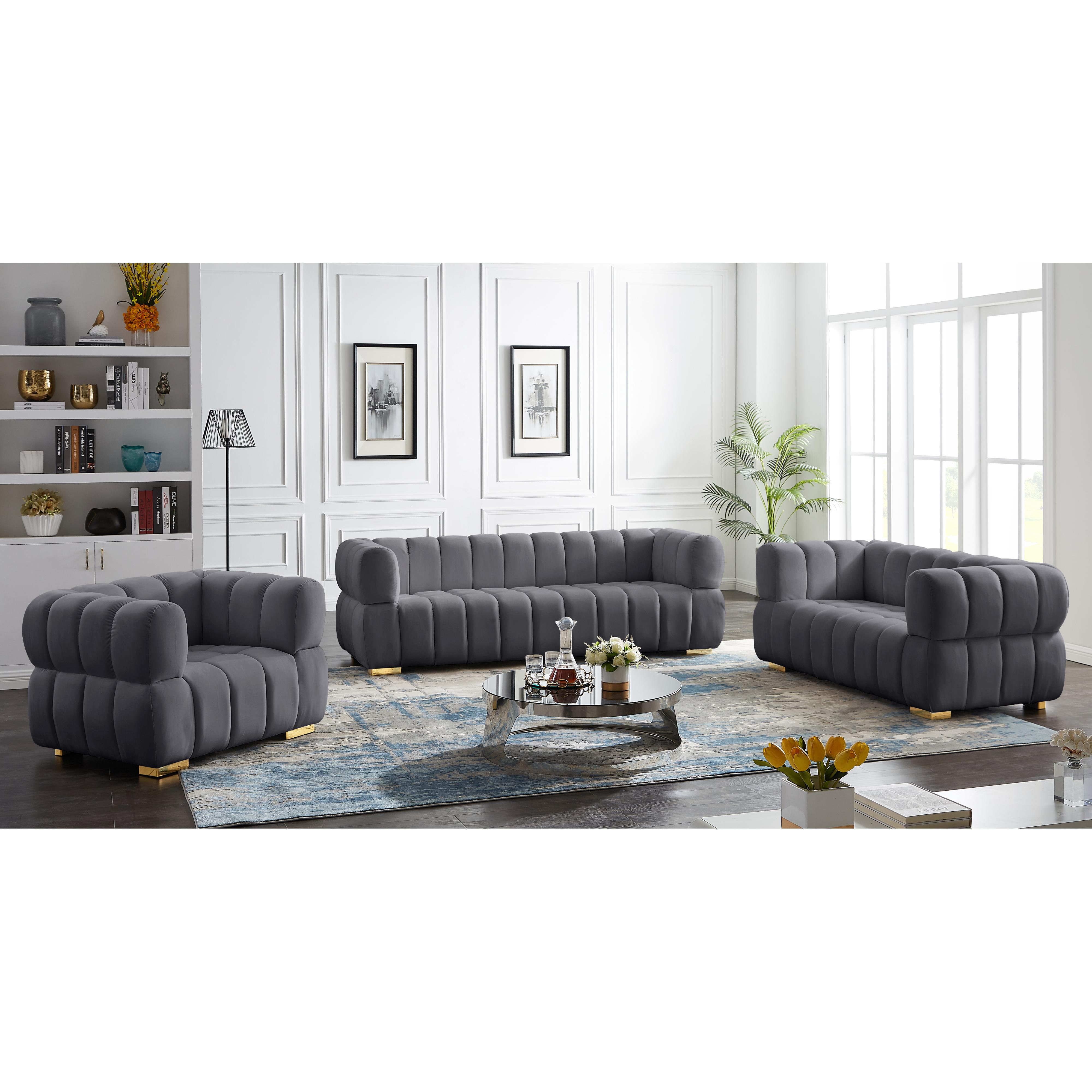 Meridian Gwen Grey Velvet Chair