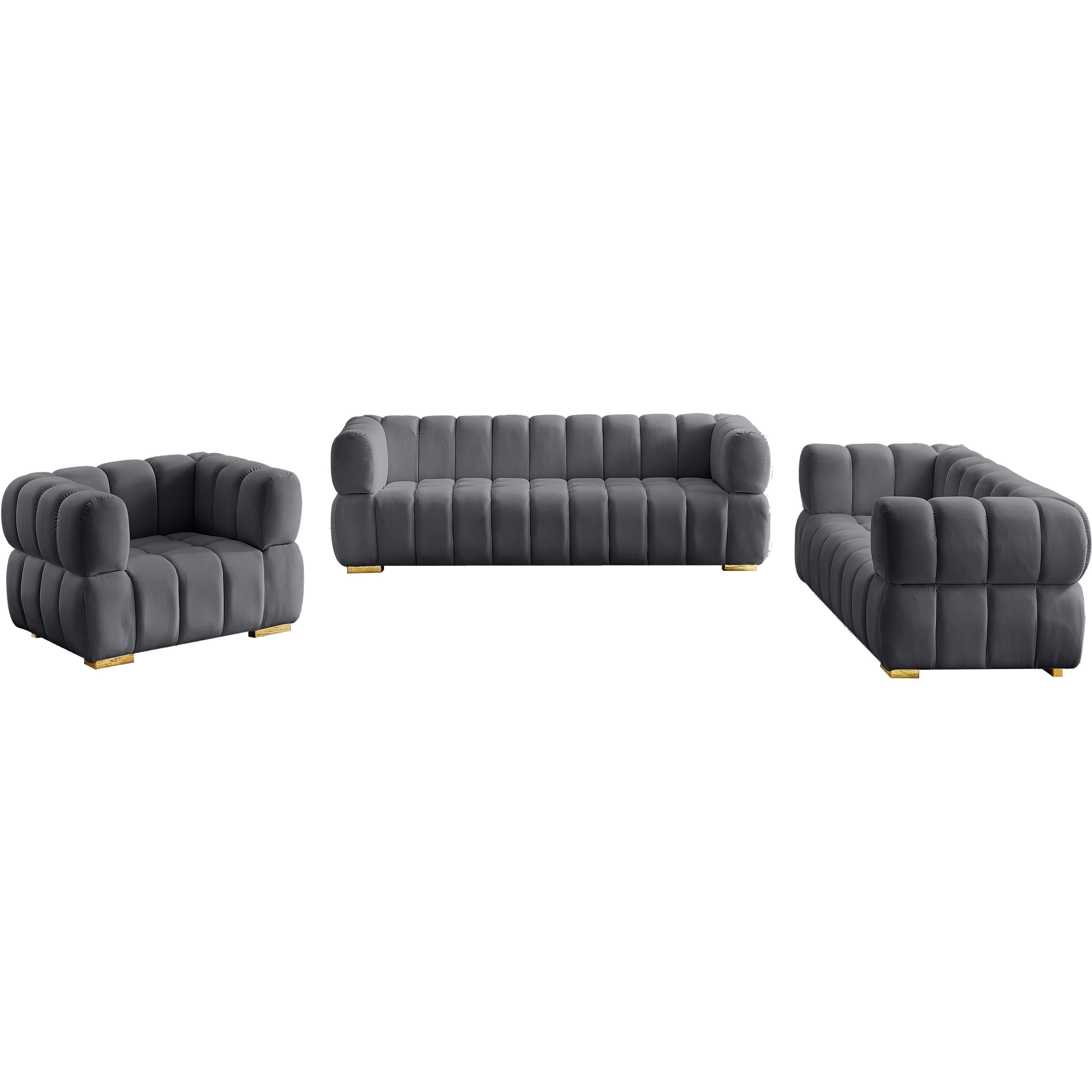 Meridian Gwen Grey Velvet Chair