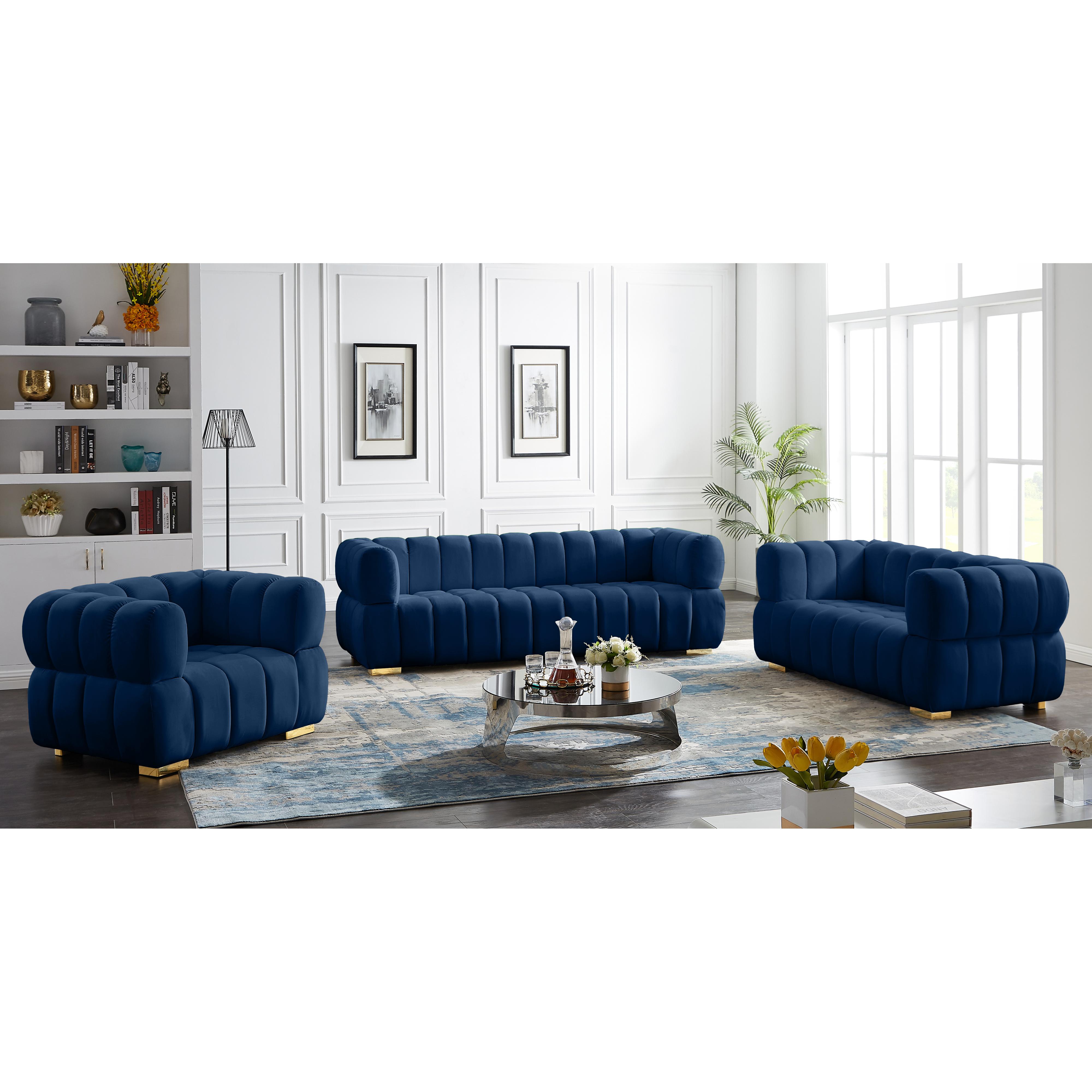 Meridian Gwen Navy Velvet Chair