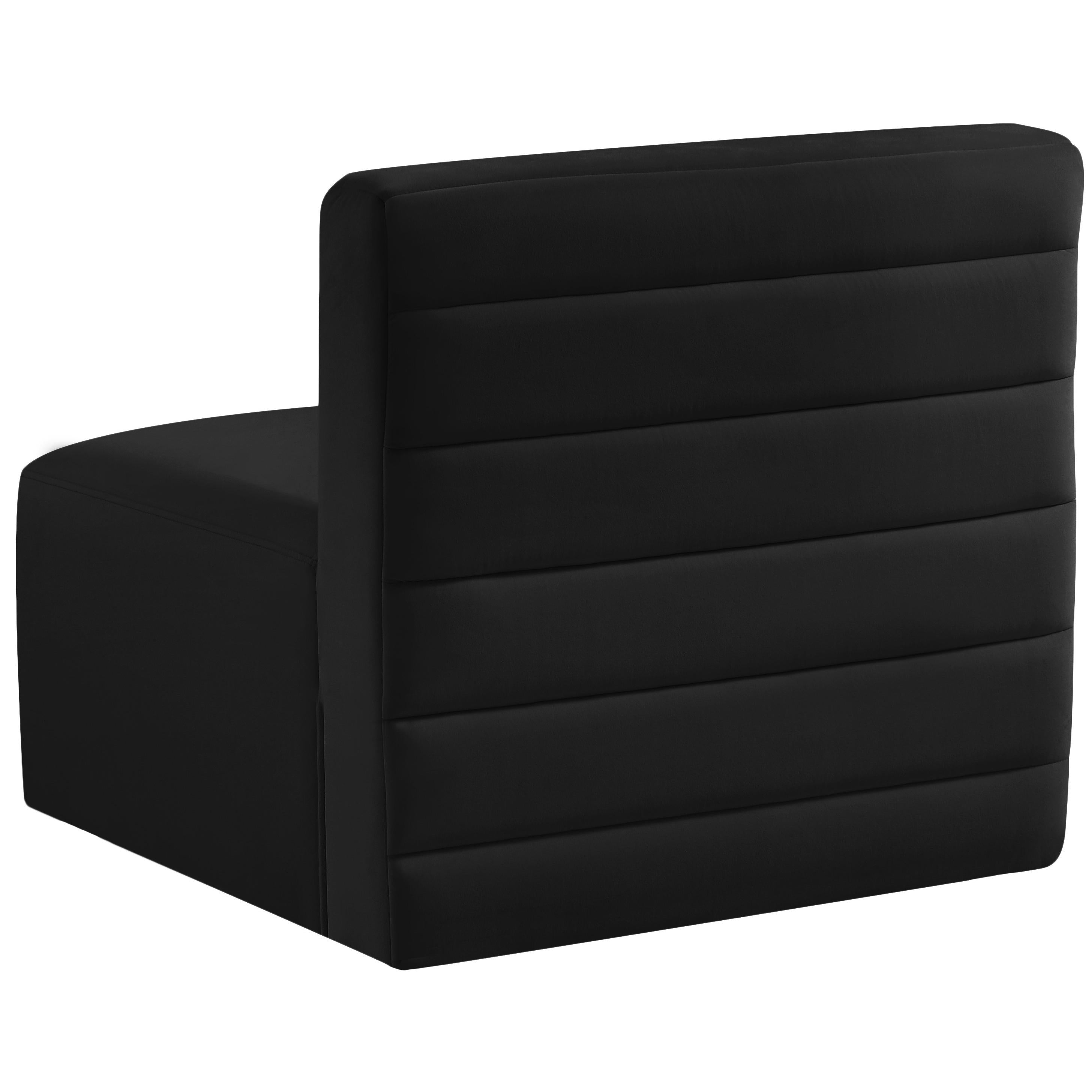 Meridian Quincy Black Velvet Modular Armless Chair