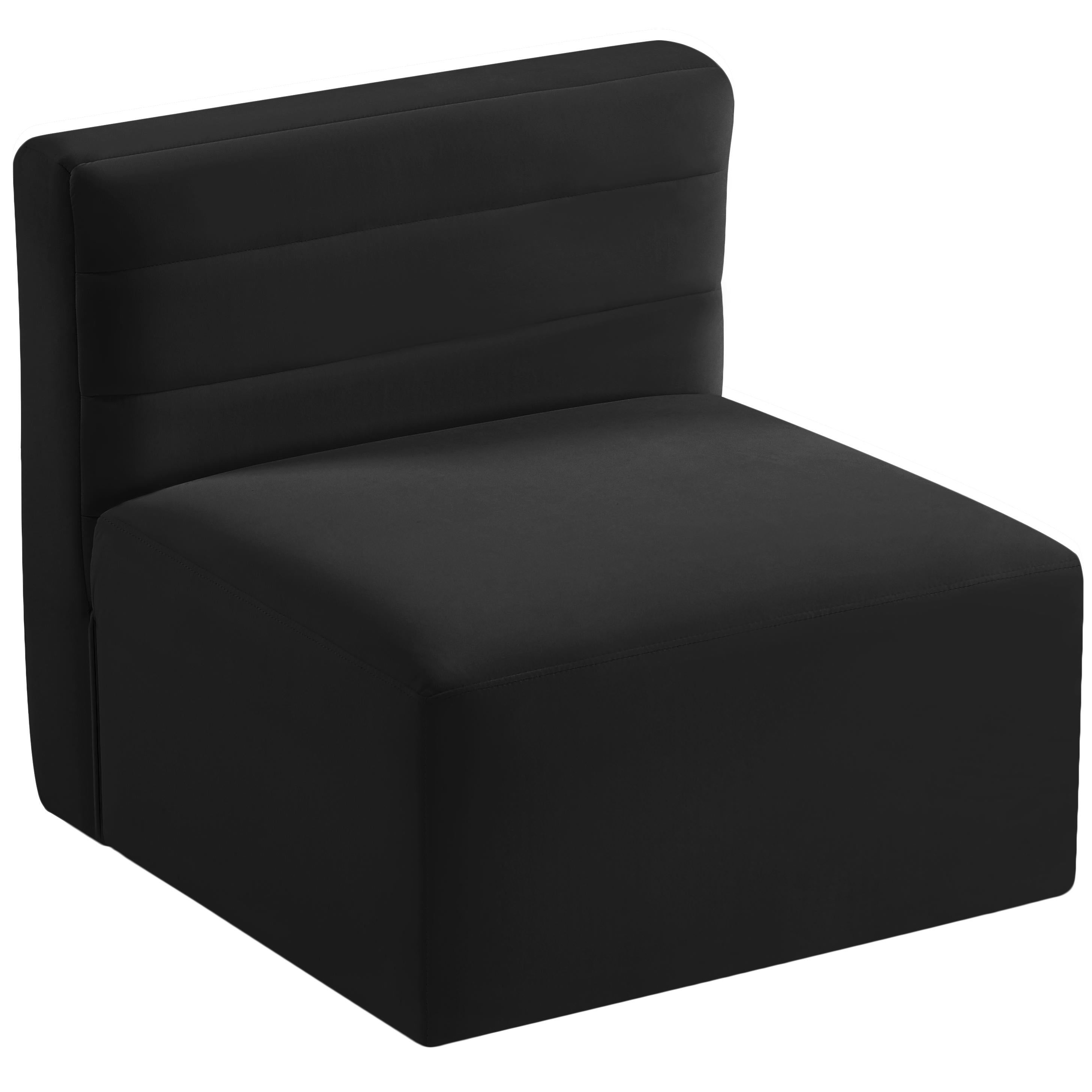Meridian Quincy Black Velvet Modular Armless Chair