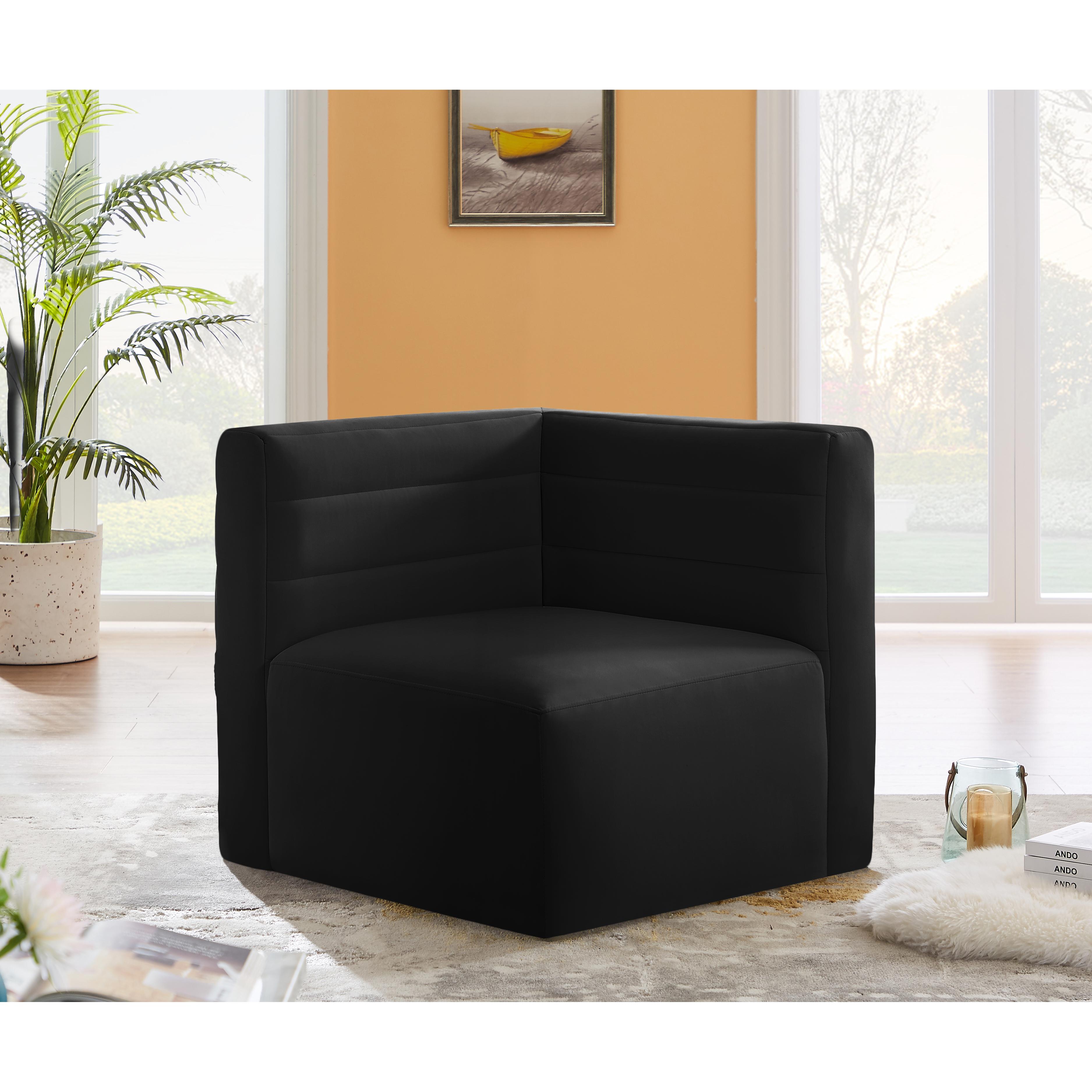 Meridian Quincy Black Velvet Modular Corner Chair
