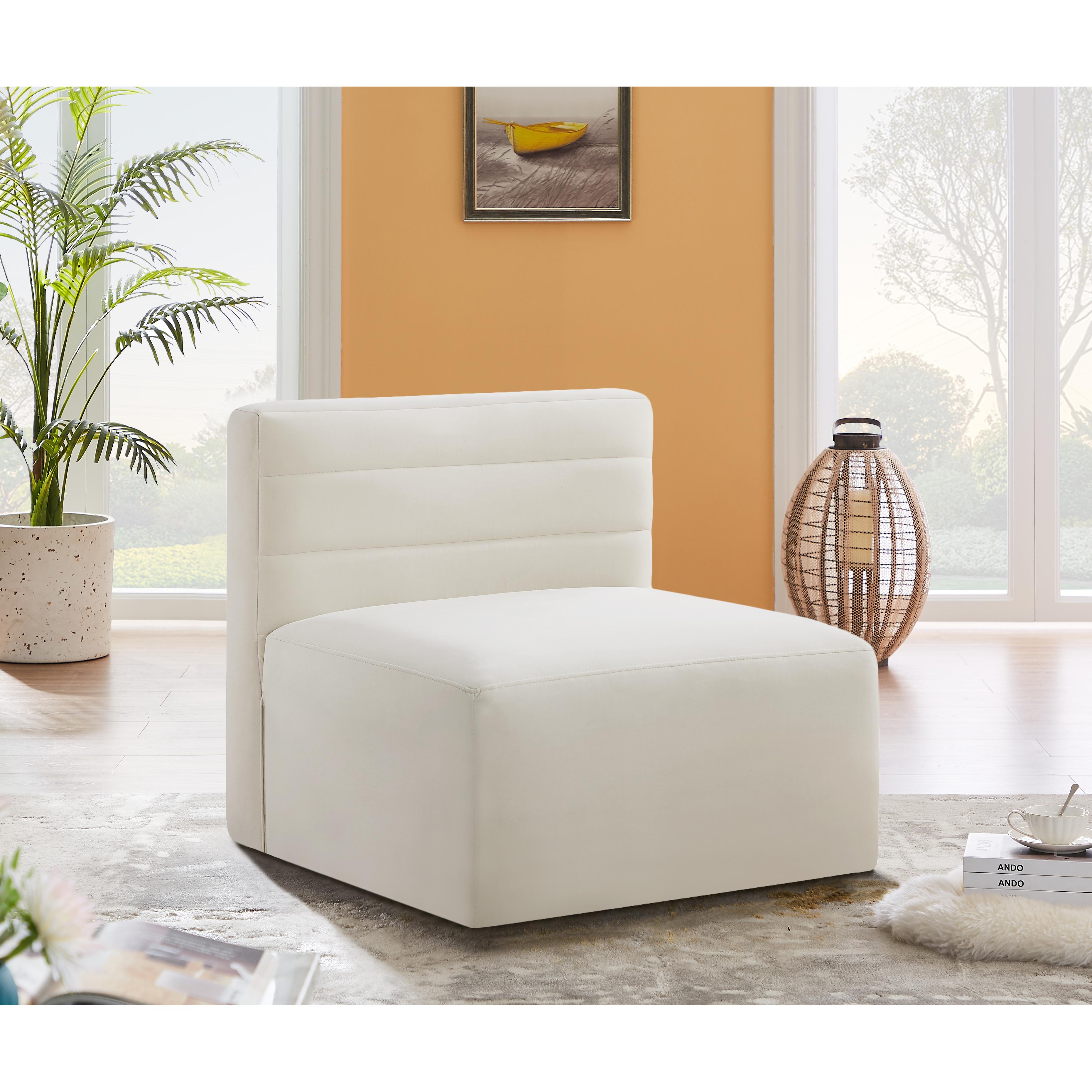Meridian Quincy Cream Velvet Modular Armless Chair
