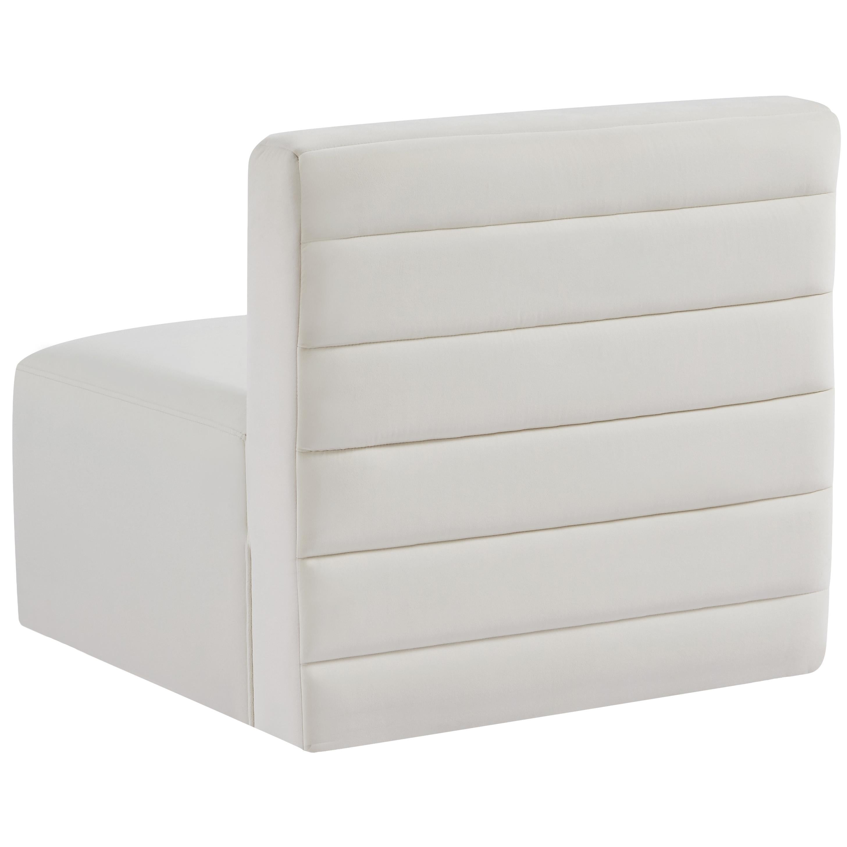 Meridian Quincy Cream Velvet Modular Armless Chair