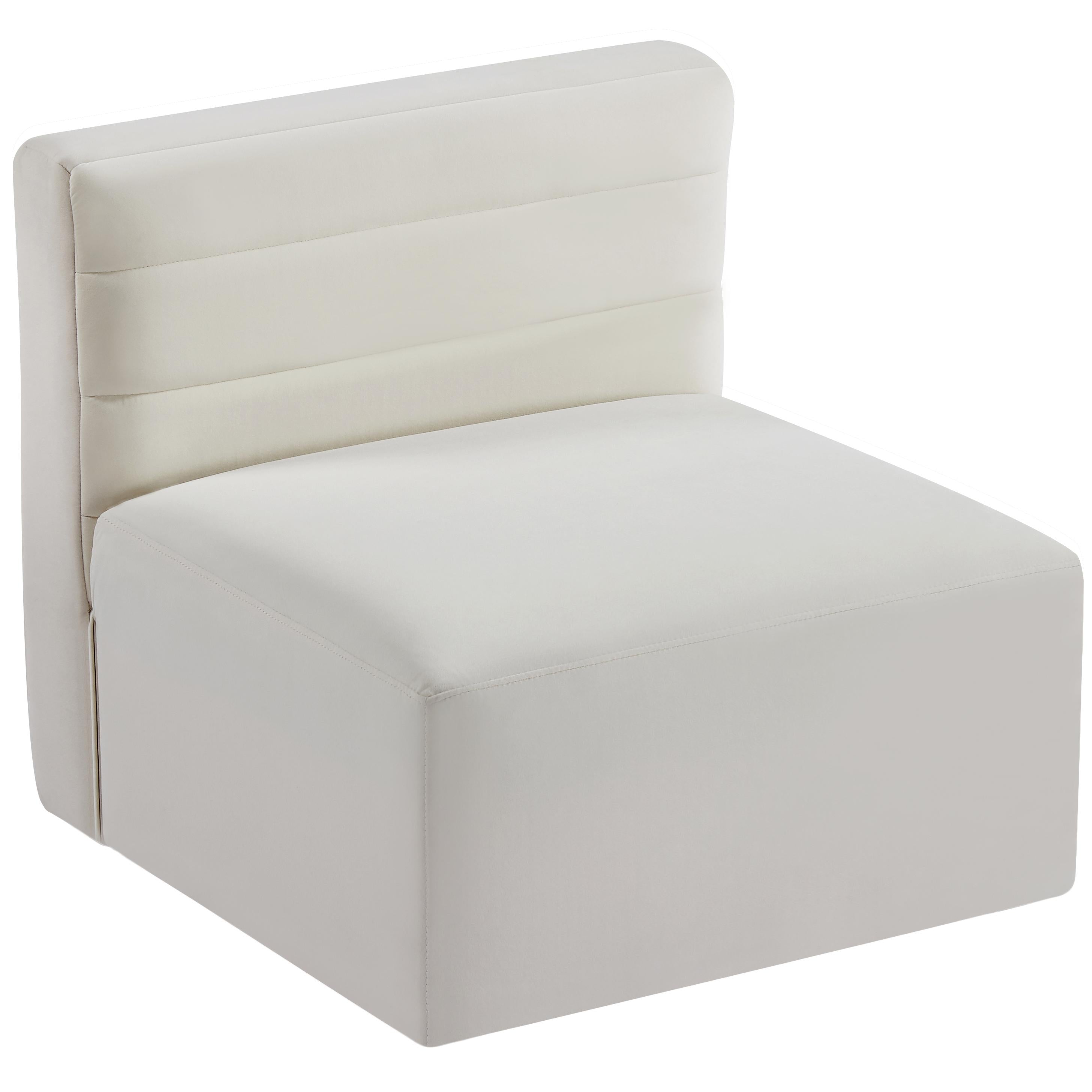Meridian Quincy Cream Velvet Modular Armless Chair