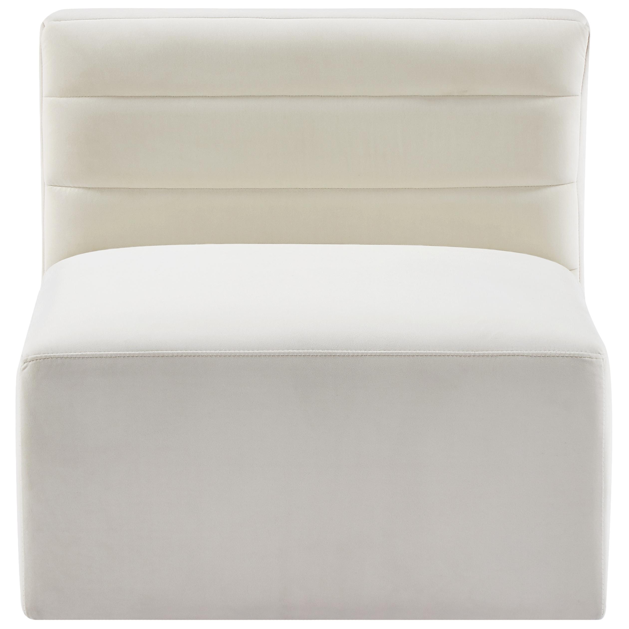 Meridian Quincy Cream Velvet Modular Armless Chair