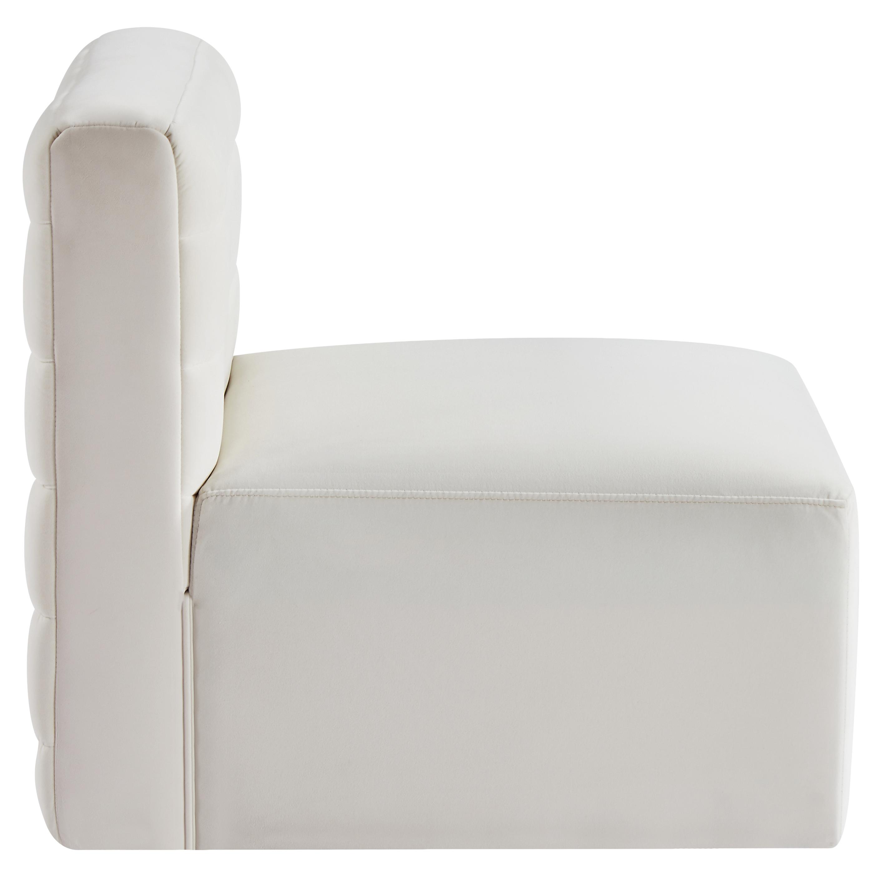 Meridian Quincy Cream Velvet Modular Armless Chair