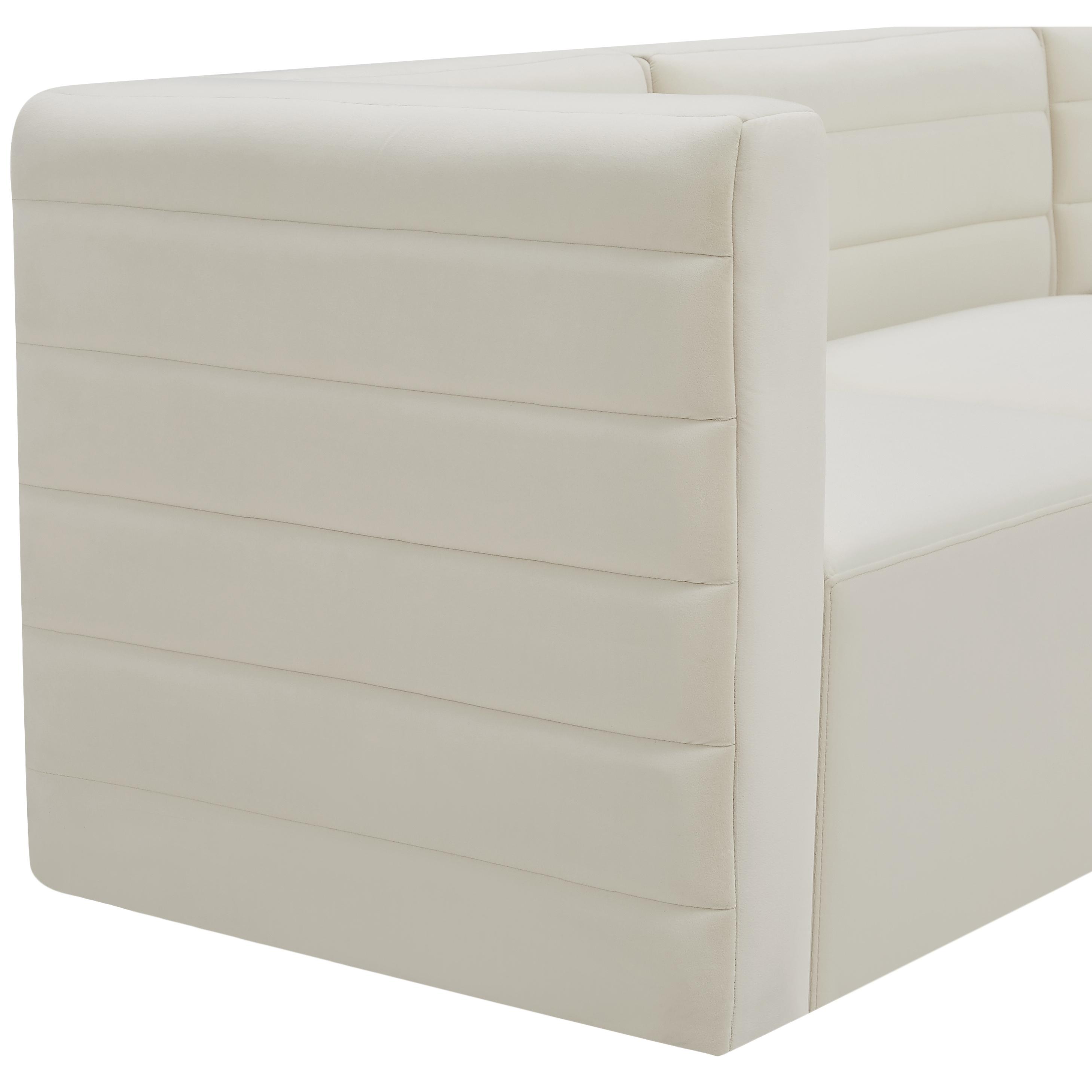 Meridian Quincy Cream Velvet Modular Corner Chair