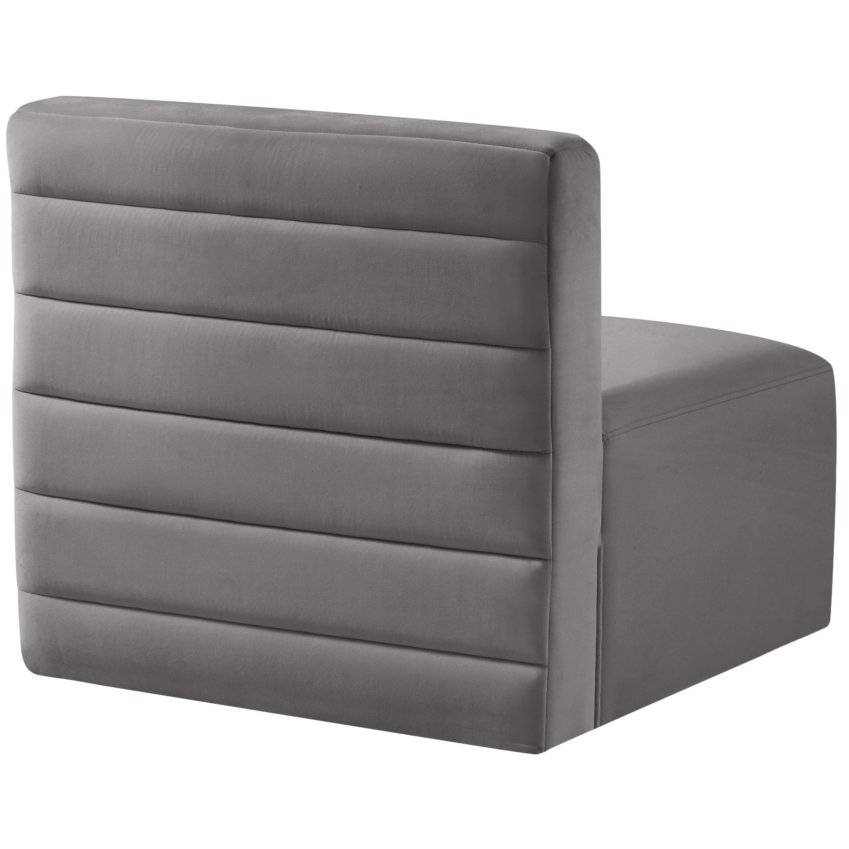 Meridian Quincy Grey Velvet Modular Armless Chair