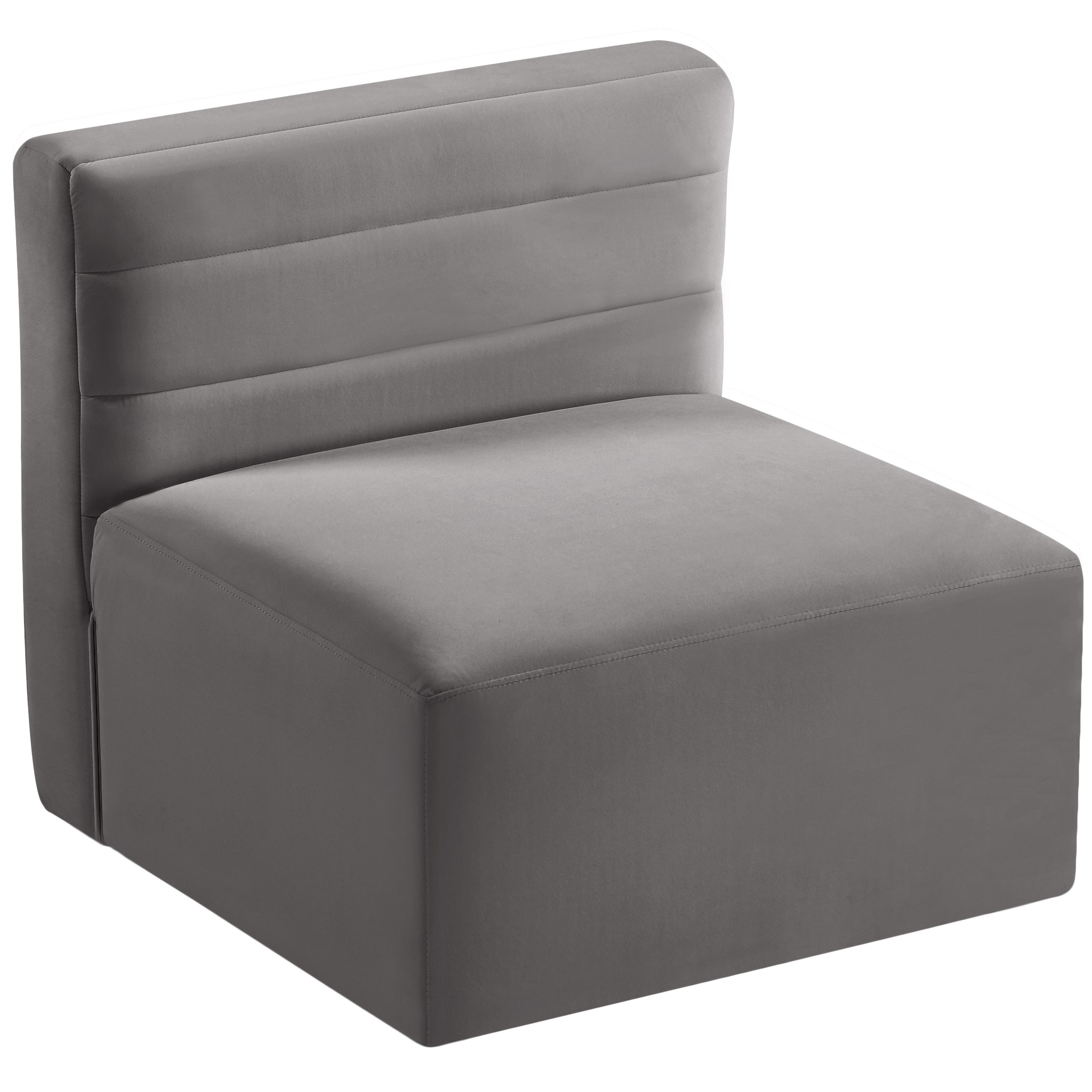 Meridian Quincy Grey Velvet Modular Armless Chair