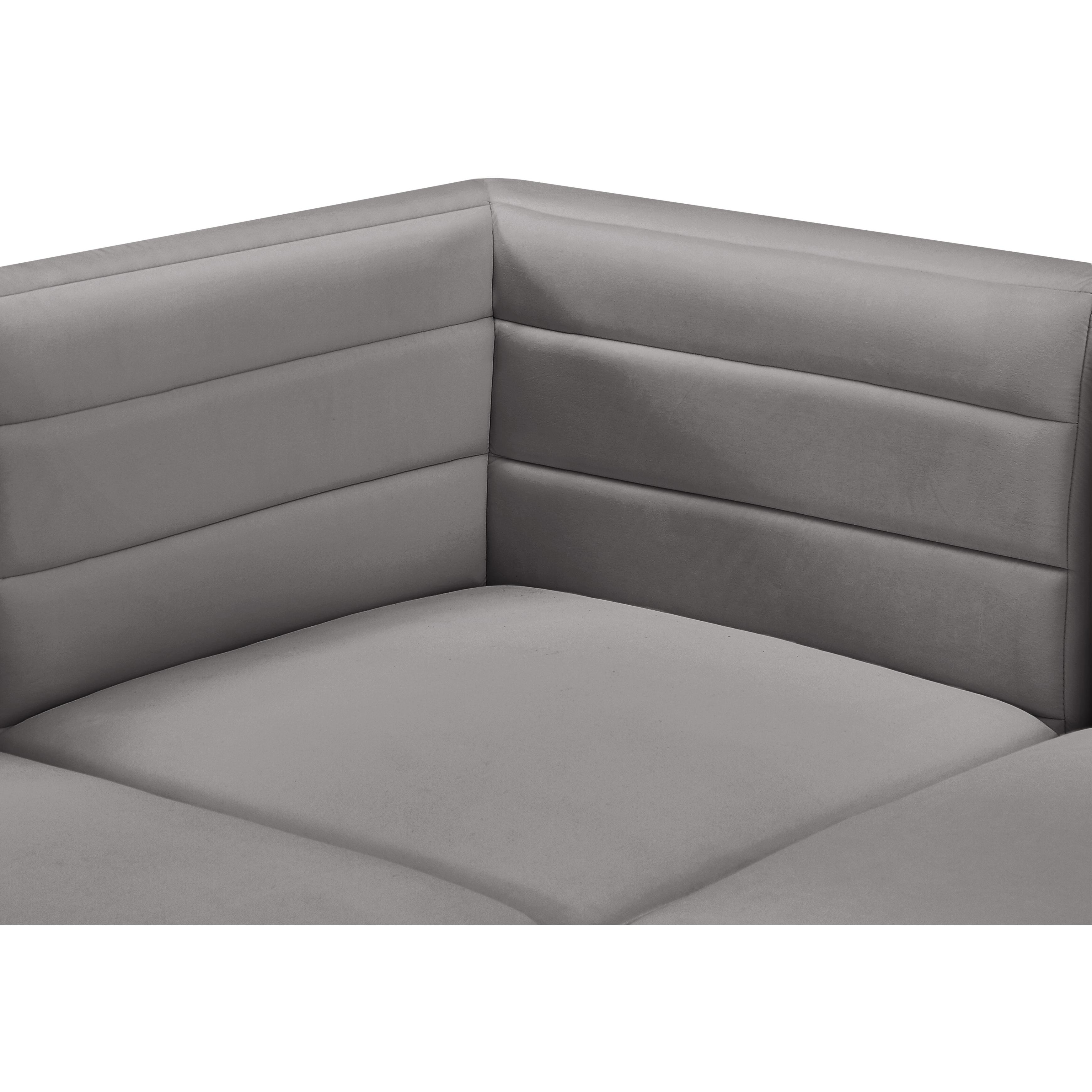 Meridian Quincy Grey Velvet Modular Armless Chair