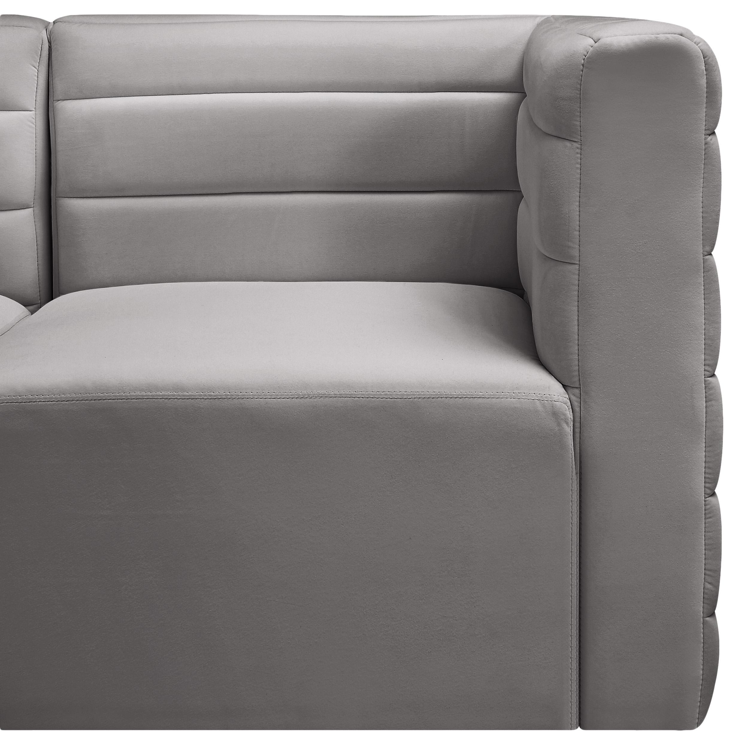 Meridian Quincy Grey Velvet Modular Corner Chair