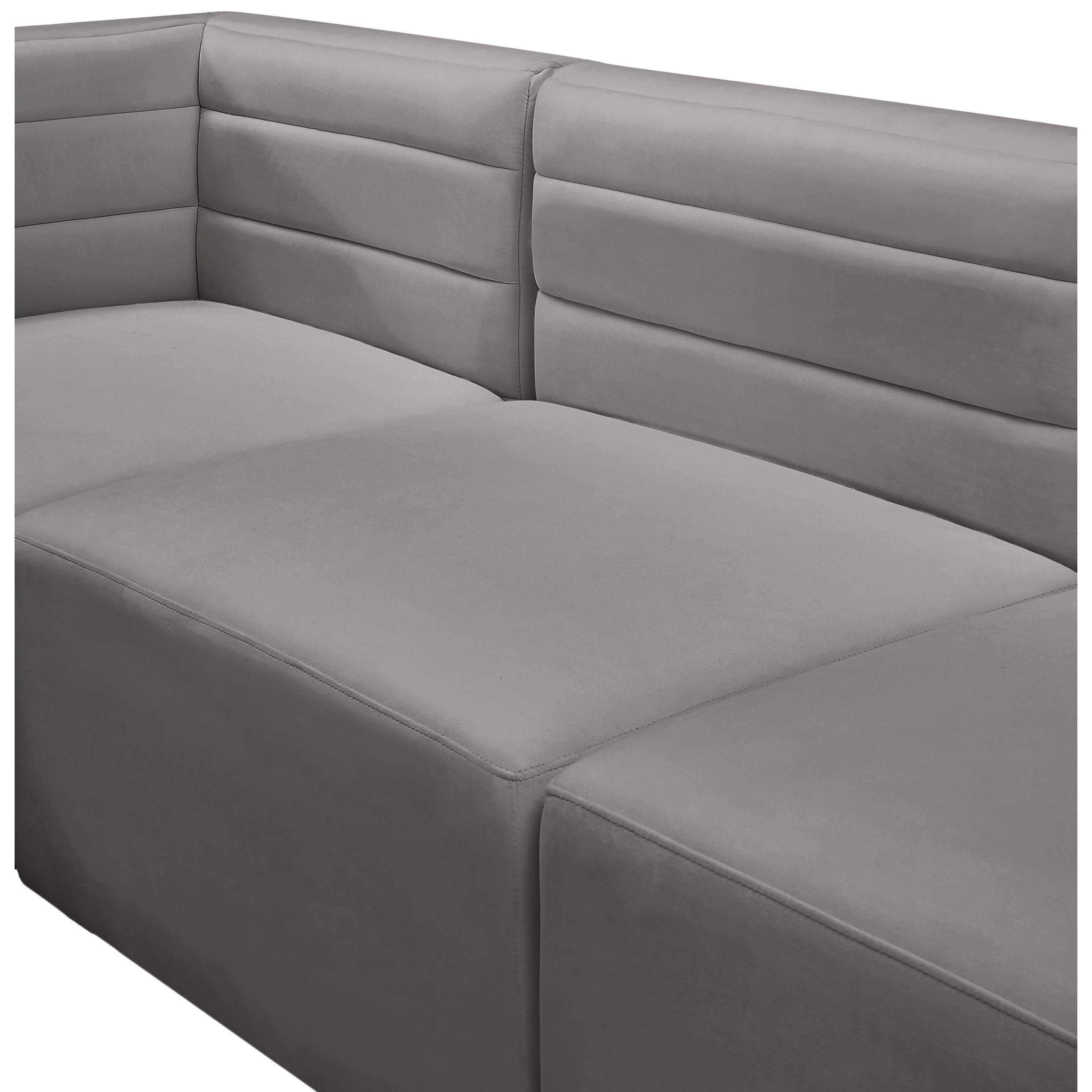 Meridian Quincy Grey Velvet Modular Corner Chair