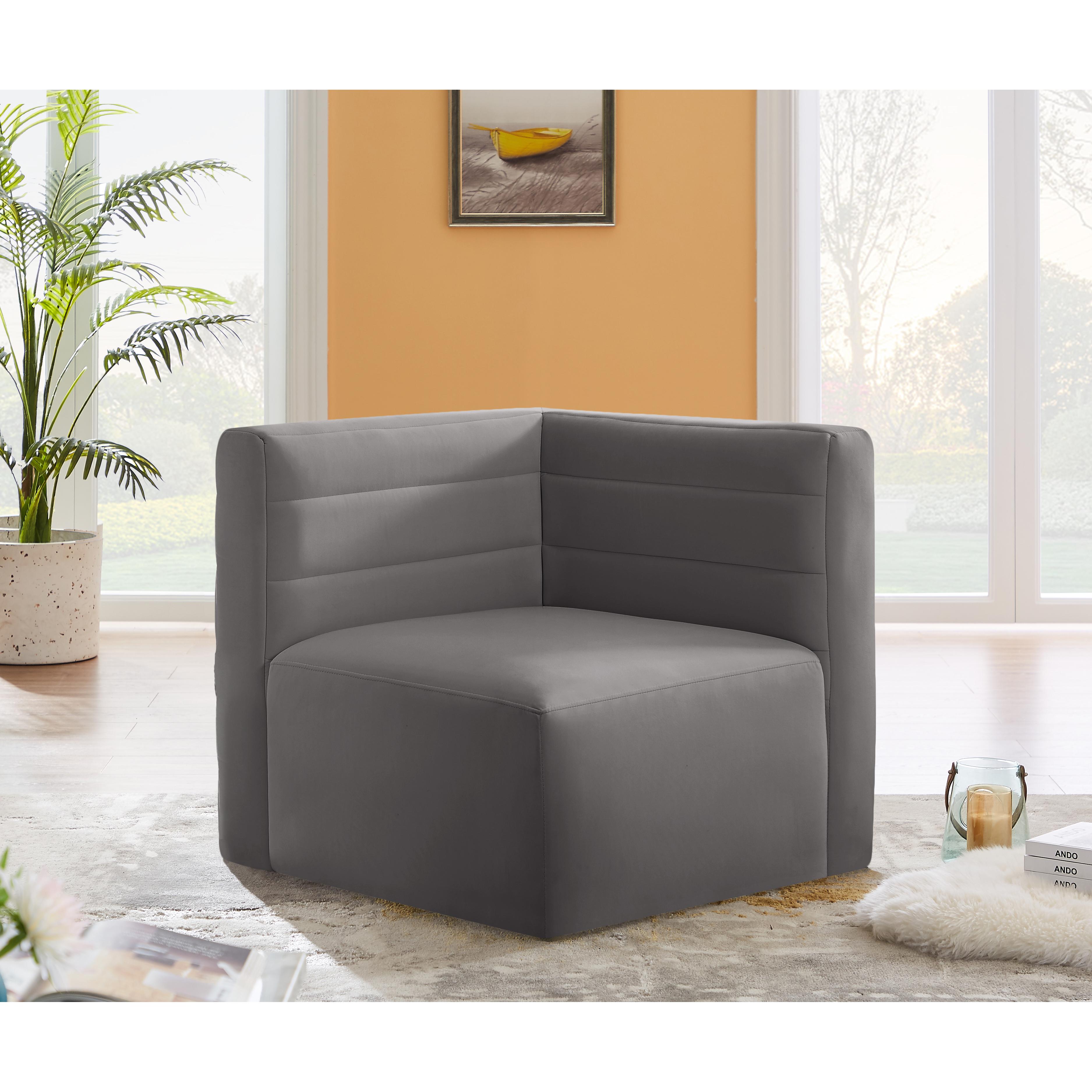 Meridian Quincy Grey Velvet Modular Corner Chair
