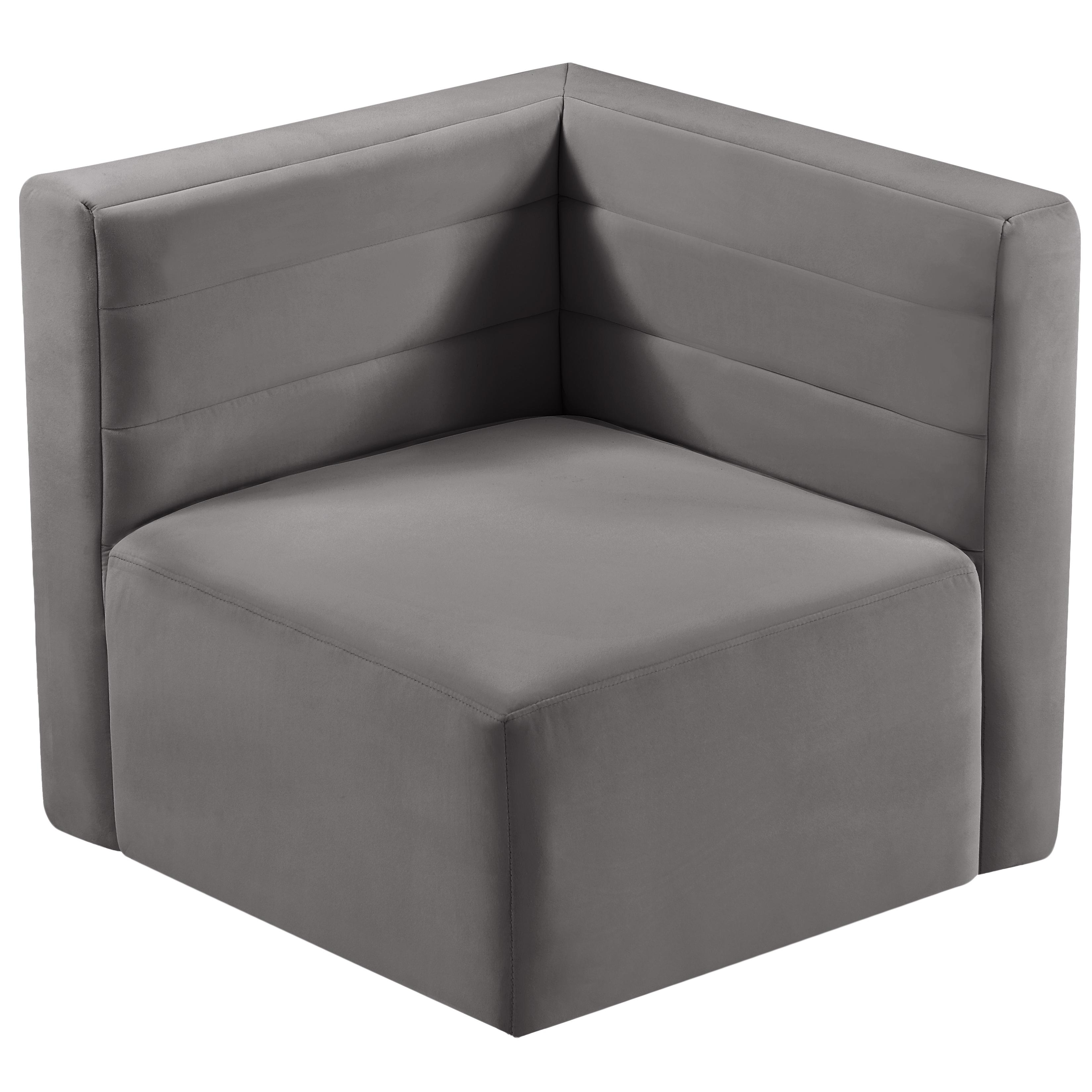 Meridian Quincy Grey Velvet Modular Corner Chair