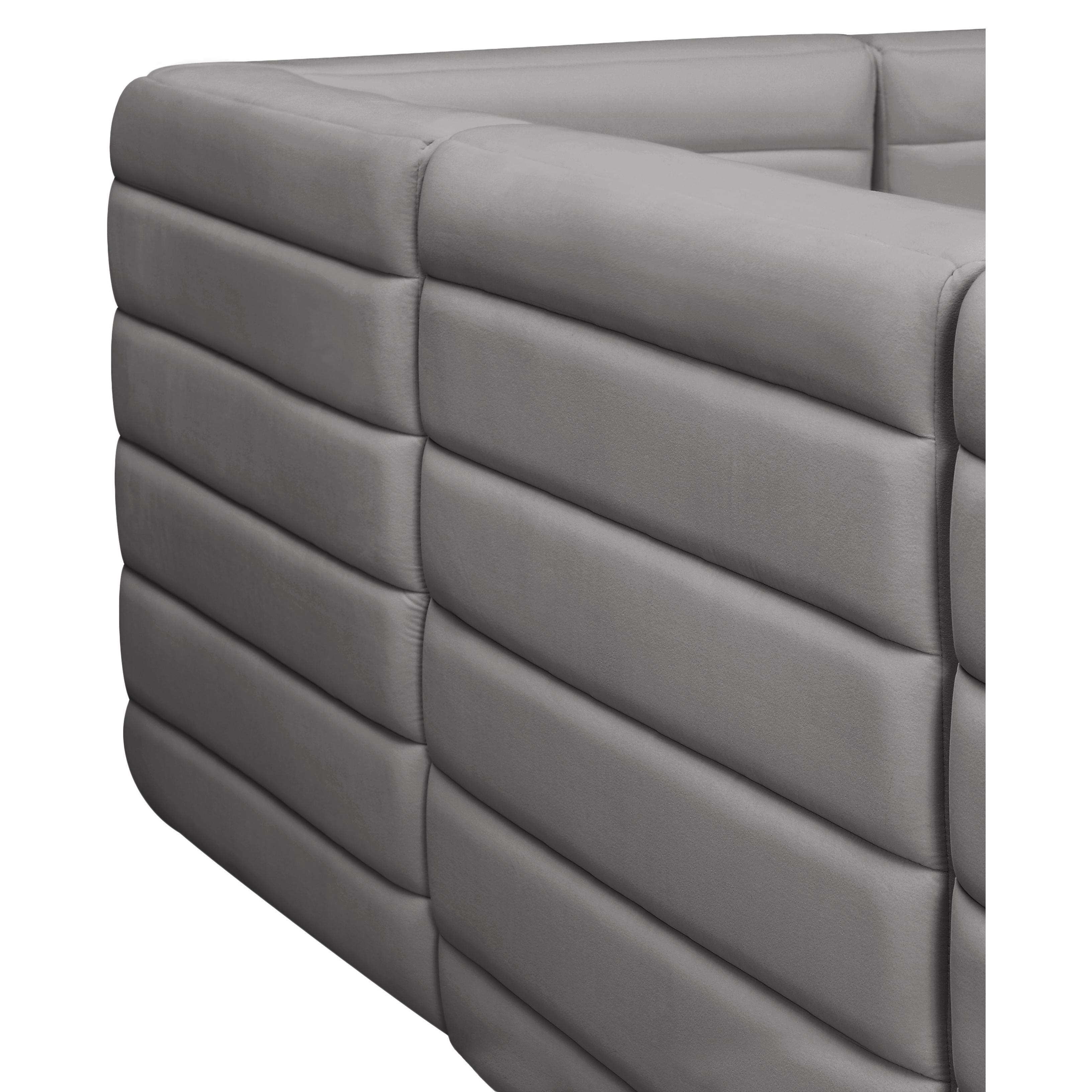Meridian Quincy Grey Velvet Modular Corner Chair