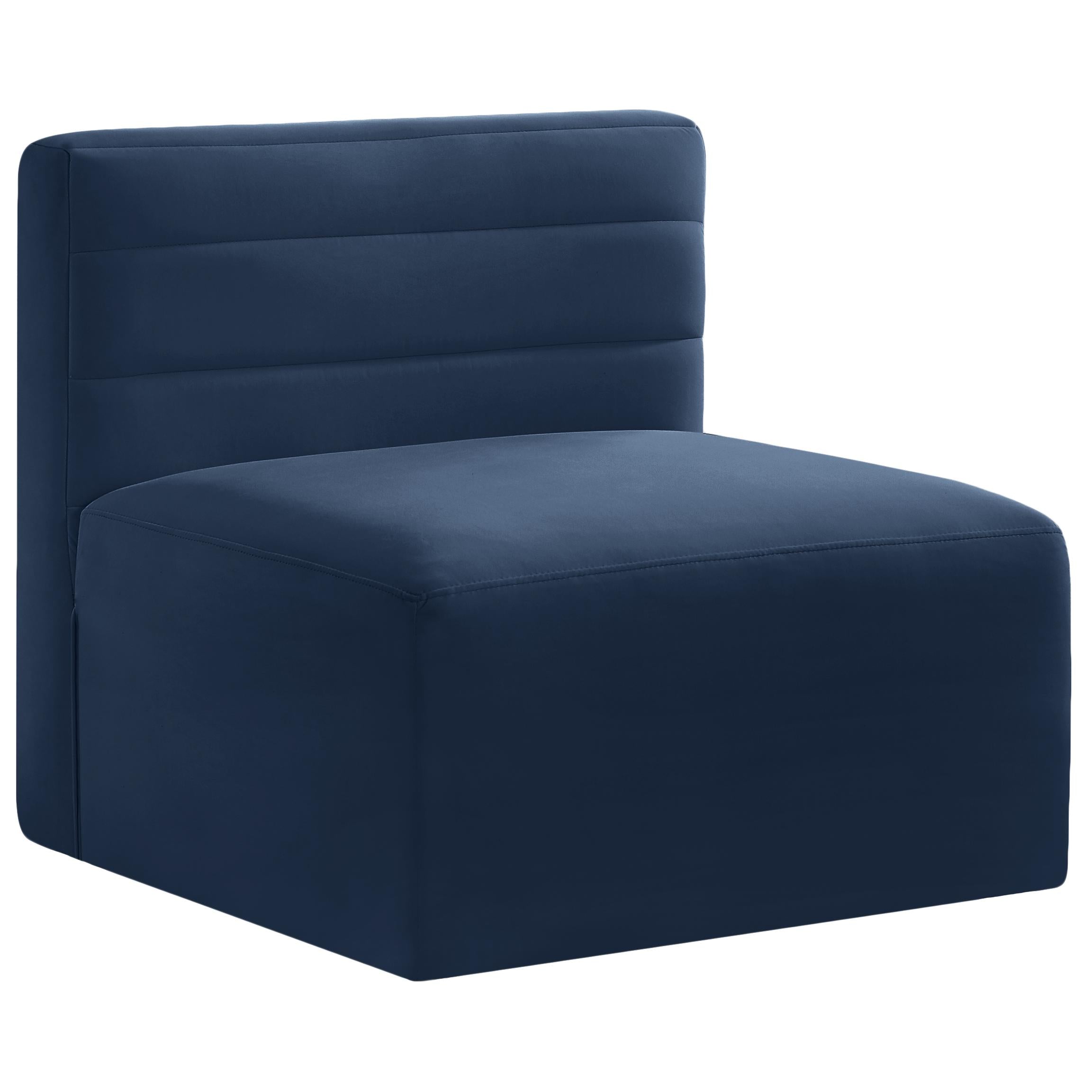 Meridian Quincy Navy Velvet Modular Armless Chair