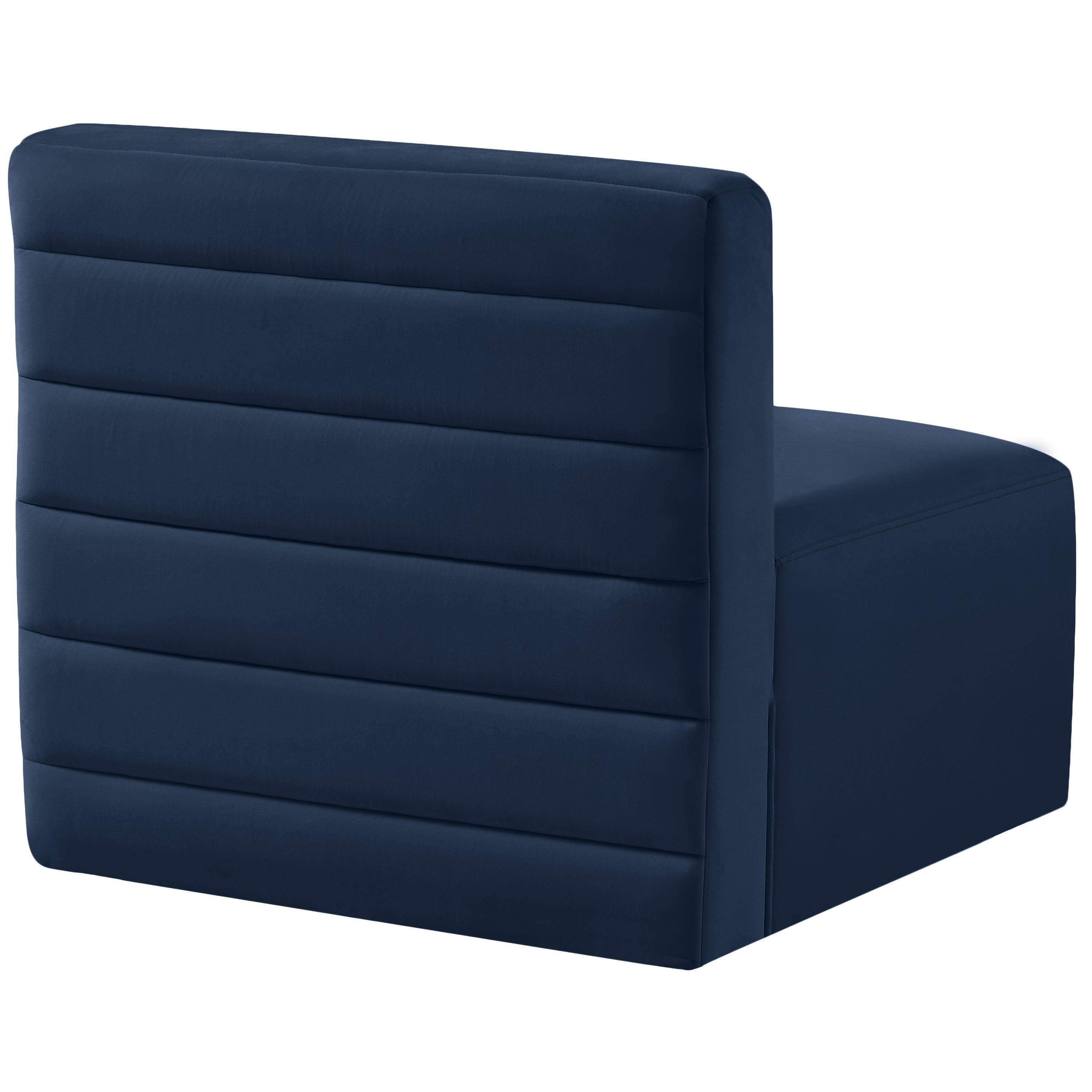 Meridian Quincy Navy Velvet Modular Armless Chair