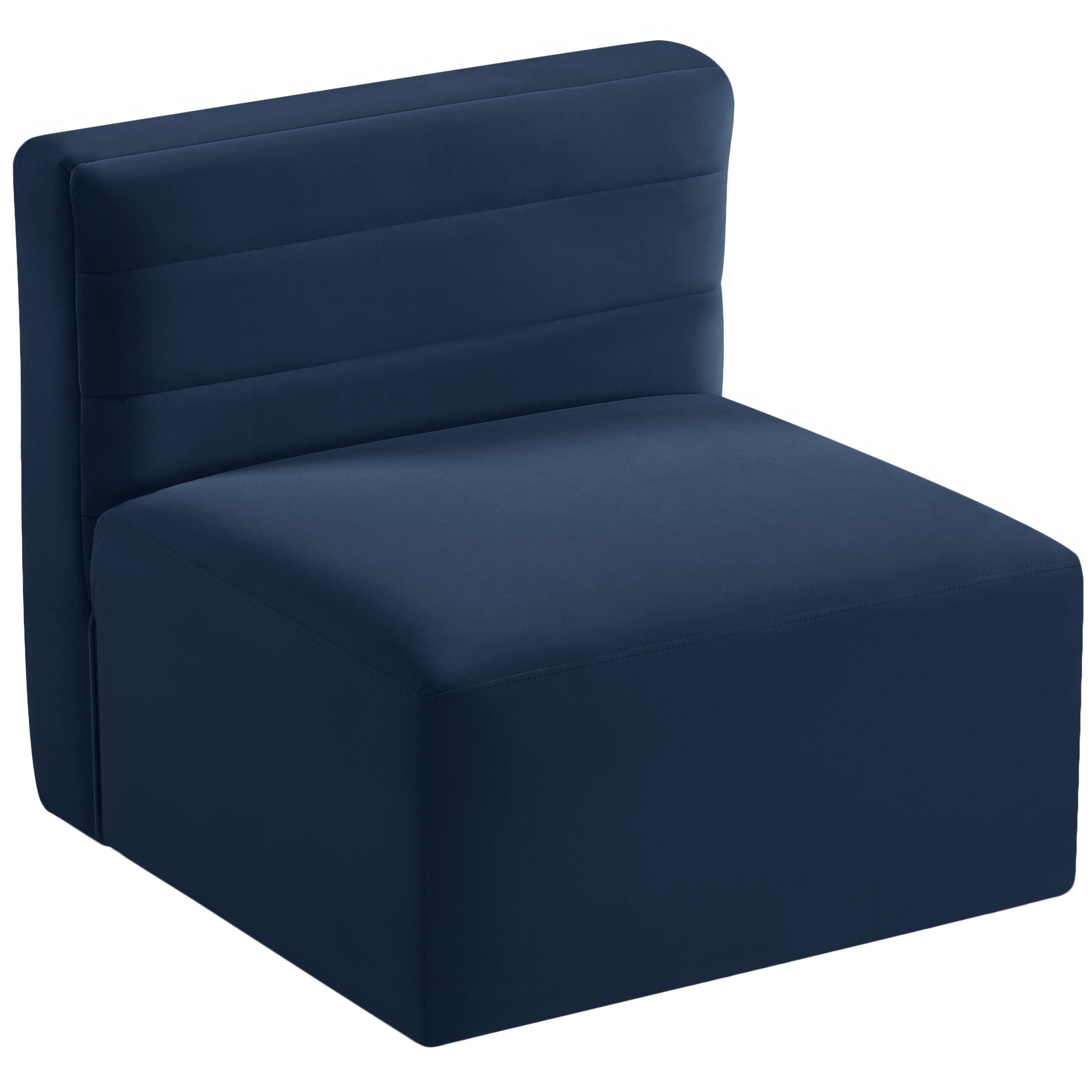 Meridian Quincy Navy Velvet Modular Armless Chair