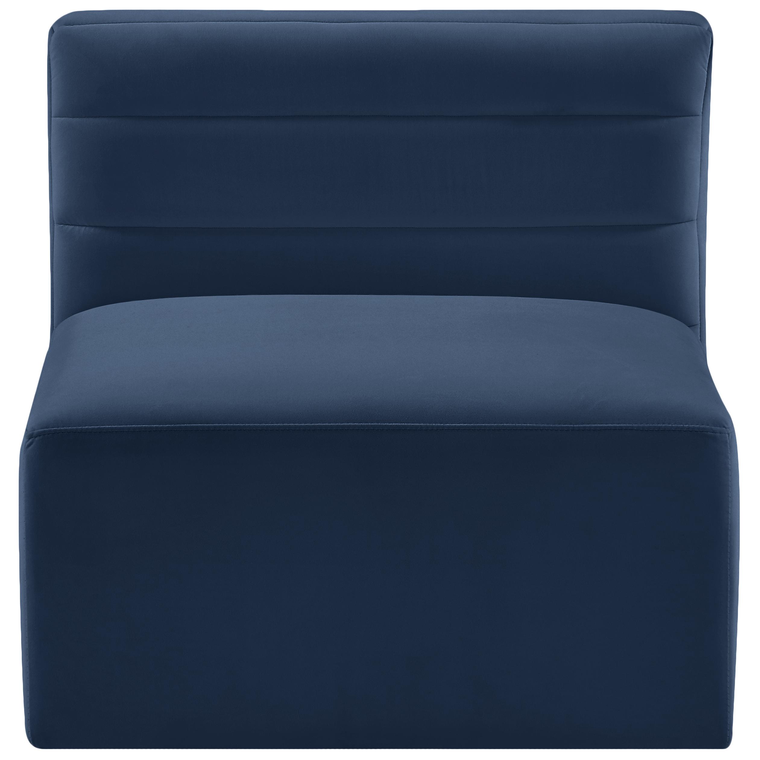 Meridian Quincy Navy Velvet Modular Armless Chair
