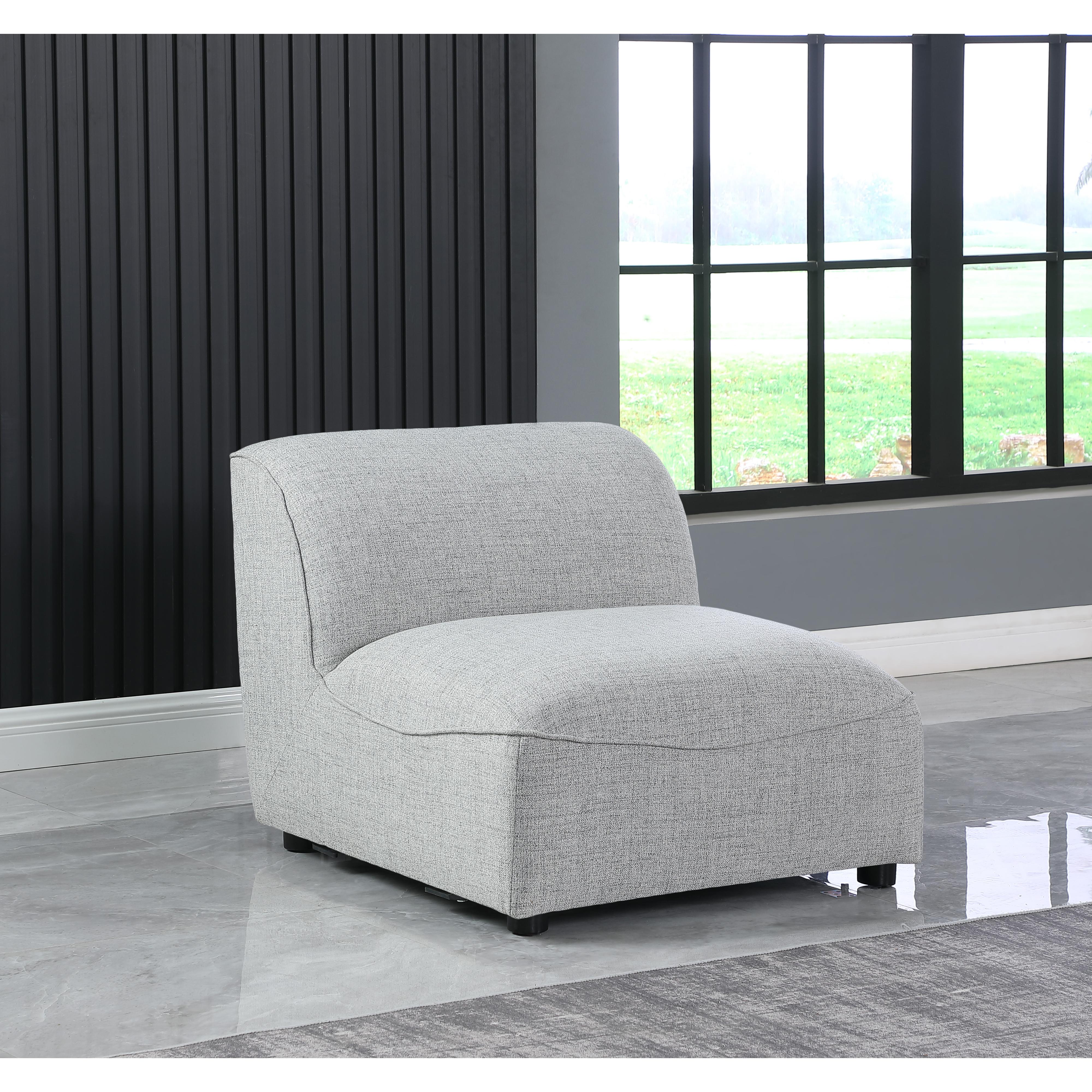 Meridian Miramar Grey Durable Linen Textured Armless
