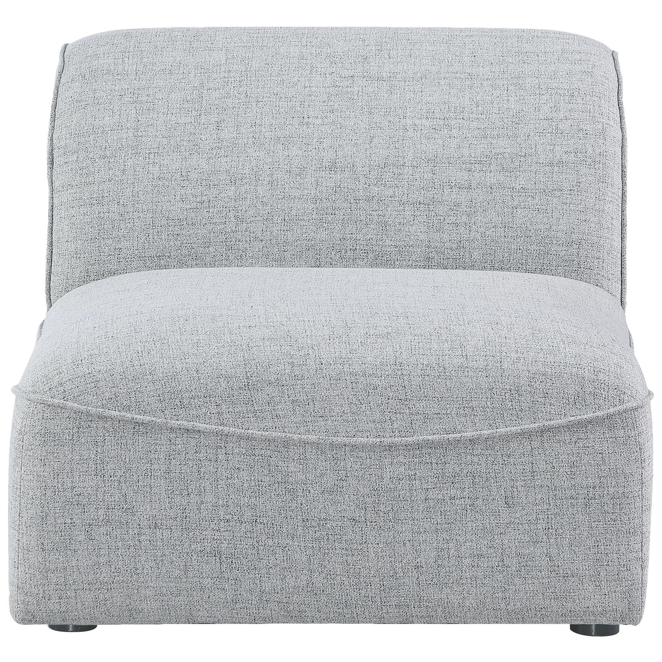 Meridian Miramar Grey Durable Linen Textured Armless