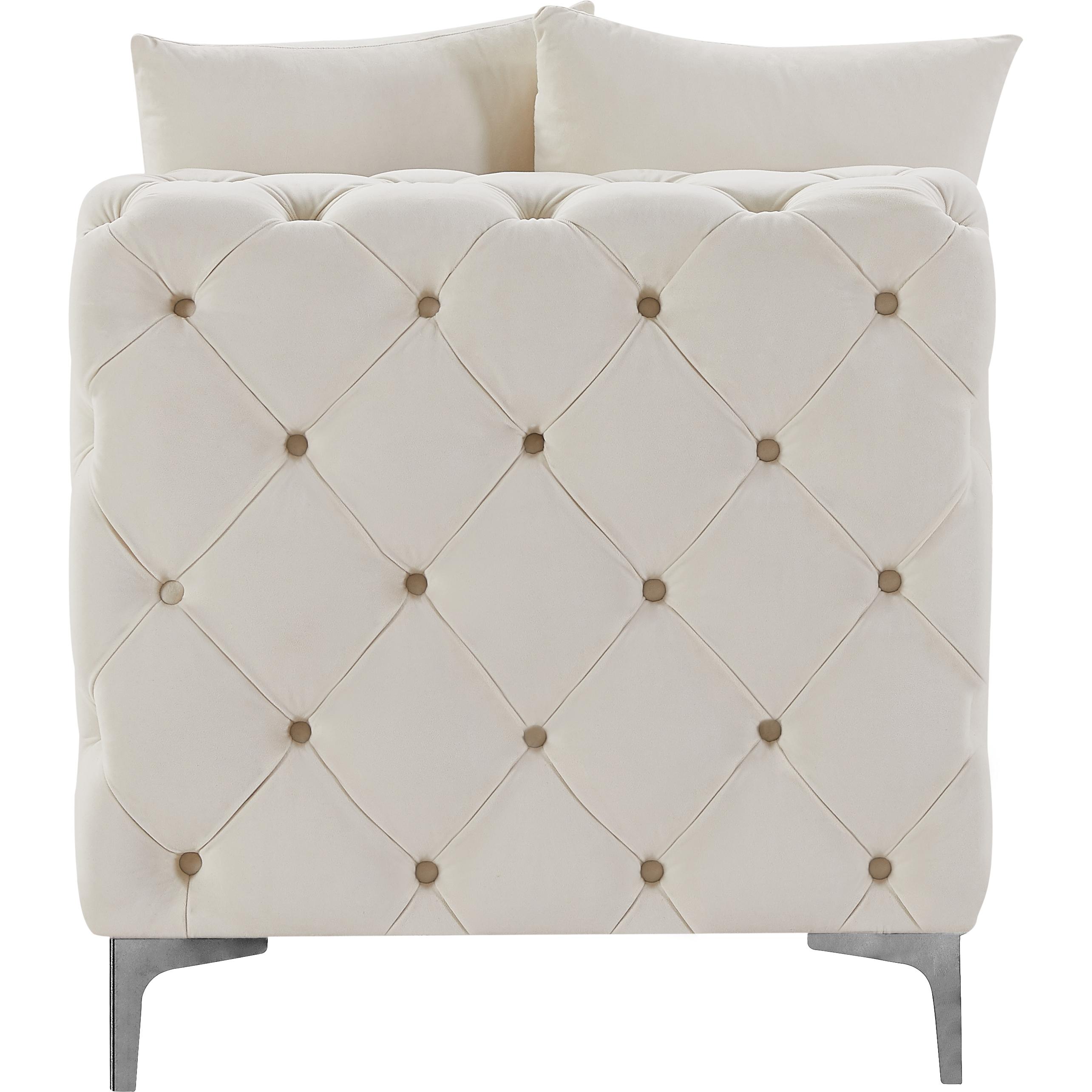 Meridian Tremblay Cream Velvet Armless Chair