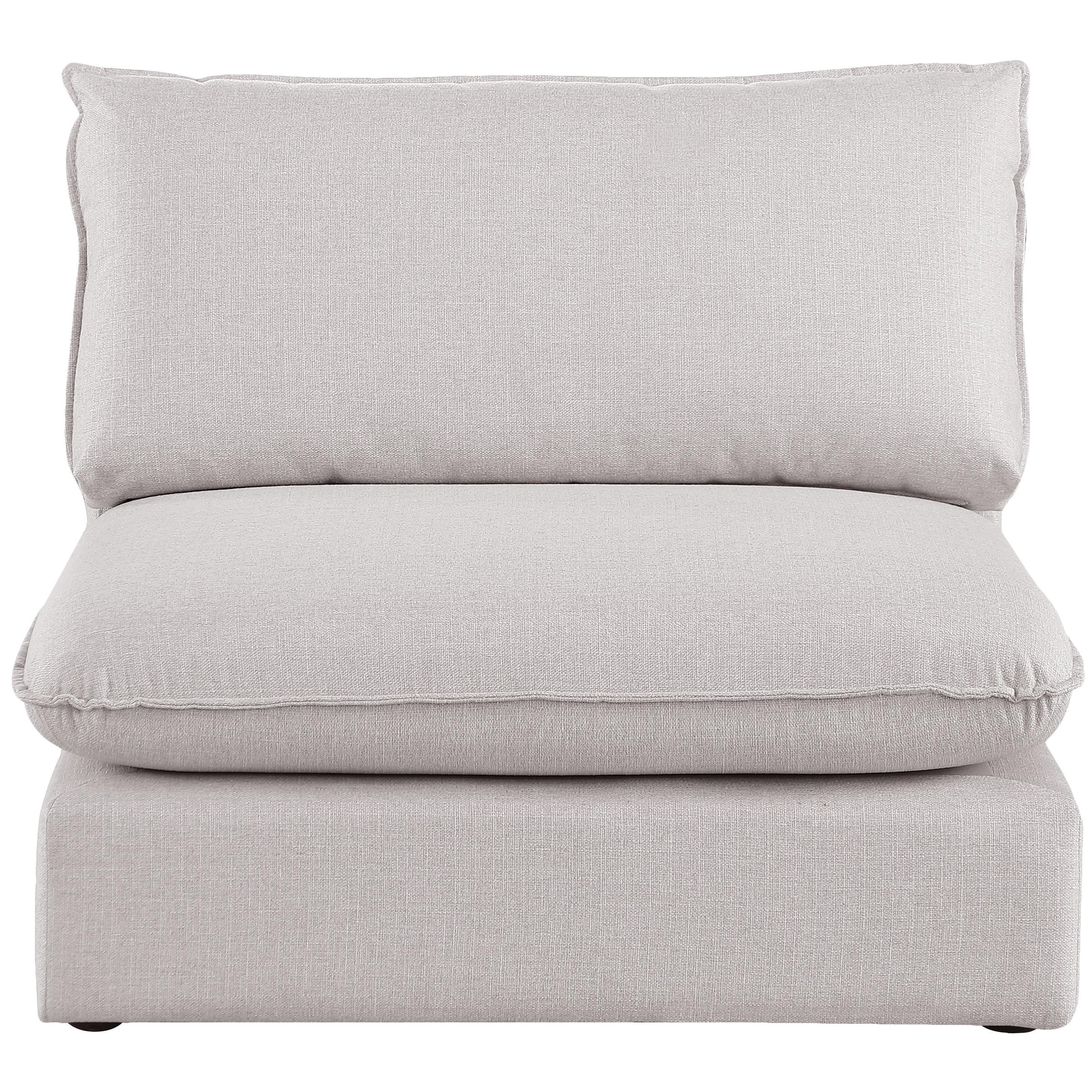 Meridian Mackenzie Beige Durable Linen Textured Armless Chair