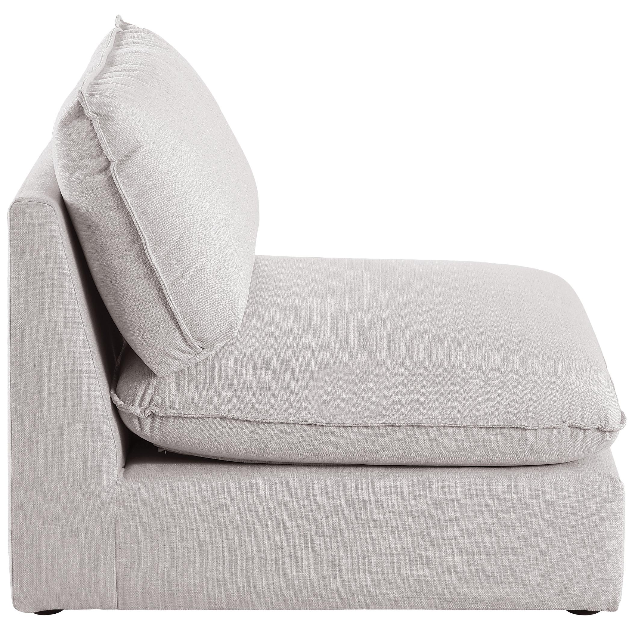 Meridian Mackenzie Beige Durable Linen Textured Armless Chair