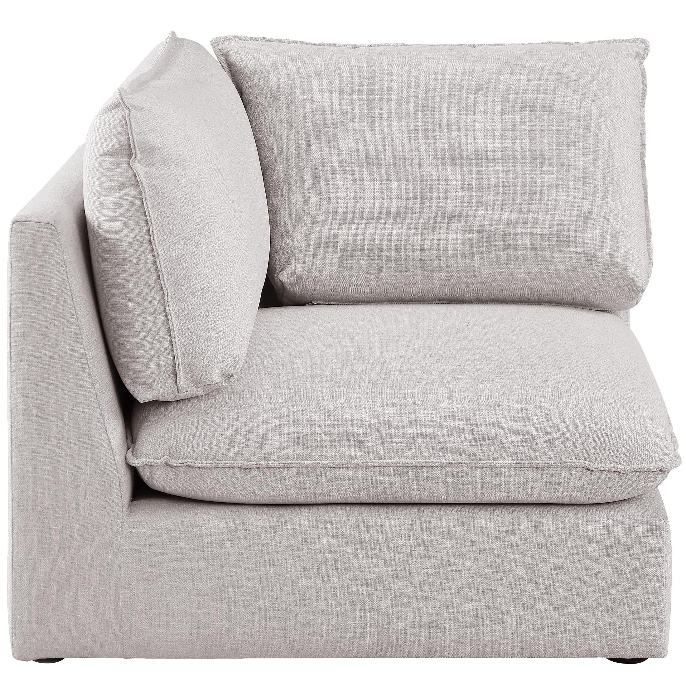 Meridian Mackenzie Beige Durable Linen Textured Corner Chair