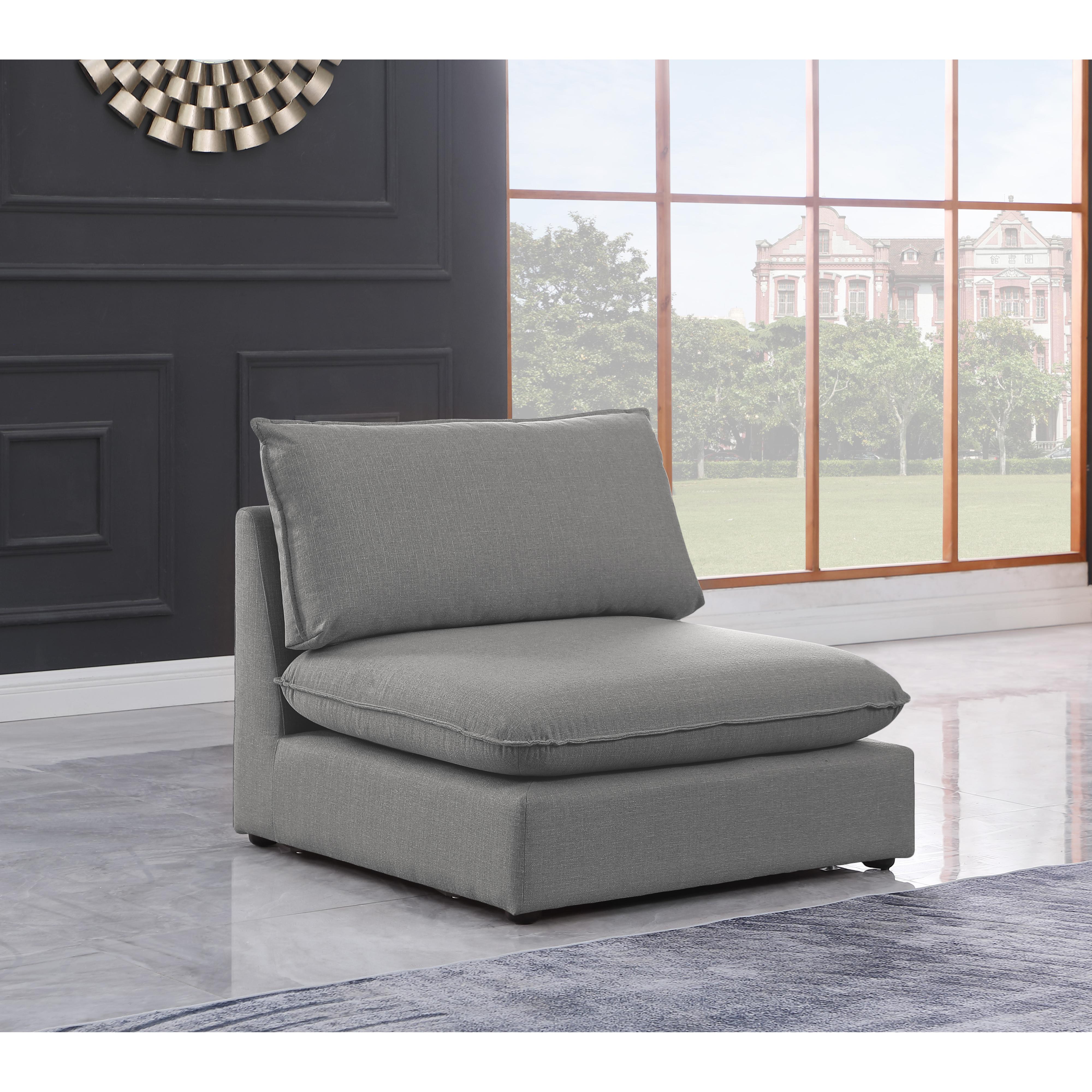 Meridian Mackenzie Grey Durable Linen Textured Armless Chair