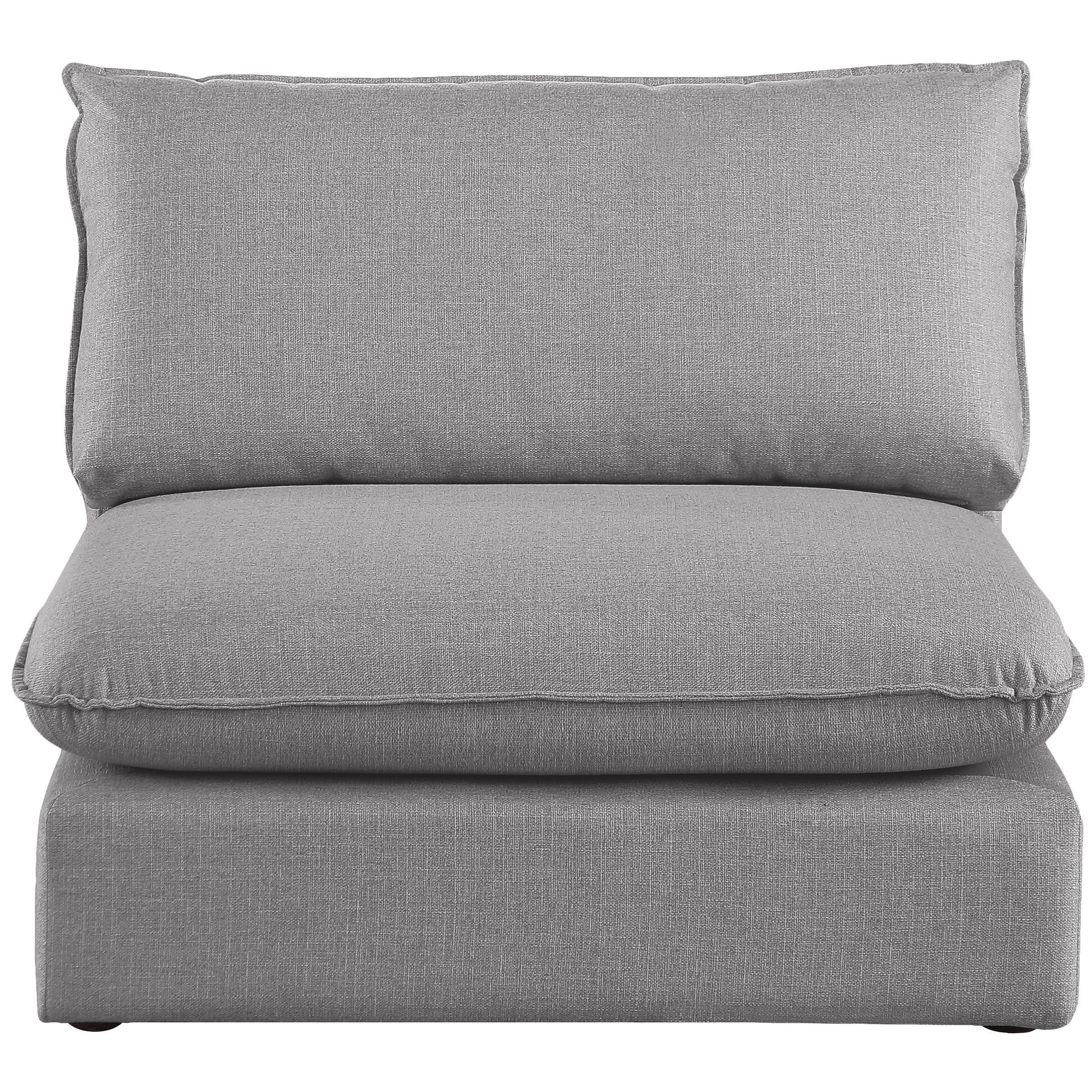 Meridian Mackenzie Grey Durable Linen Textured Armless Chair