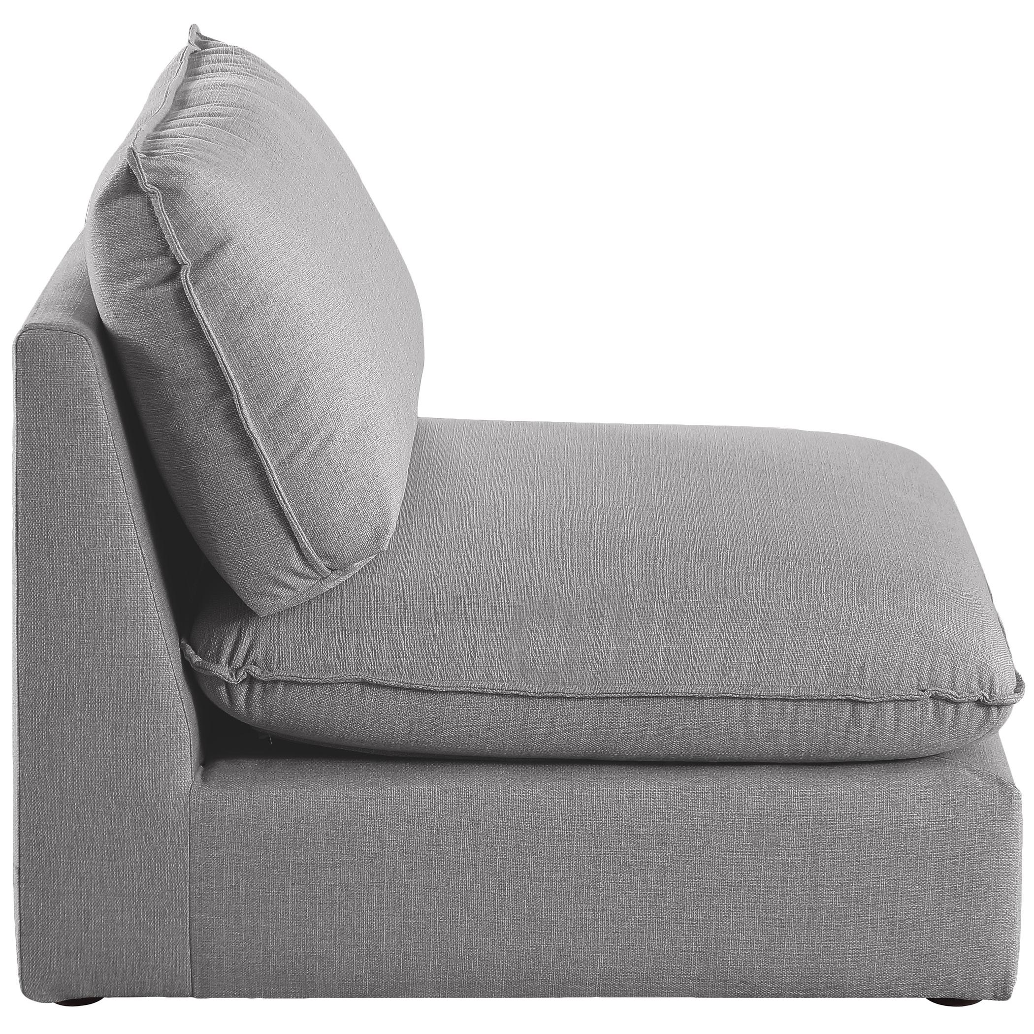 Meridian Mackenzie Grey Durable Linen Textured Armless Chair